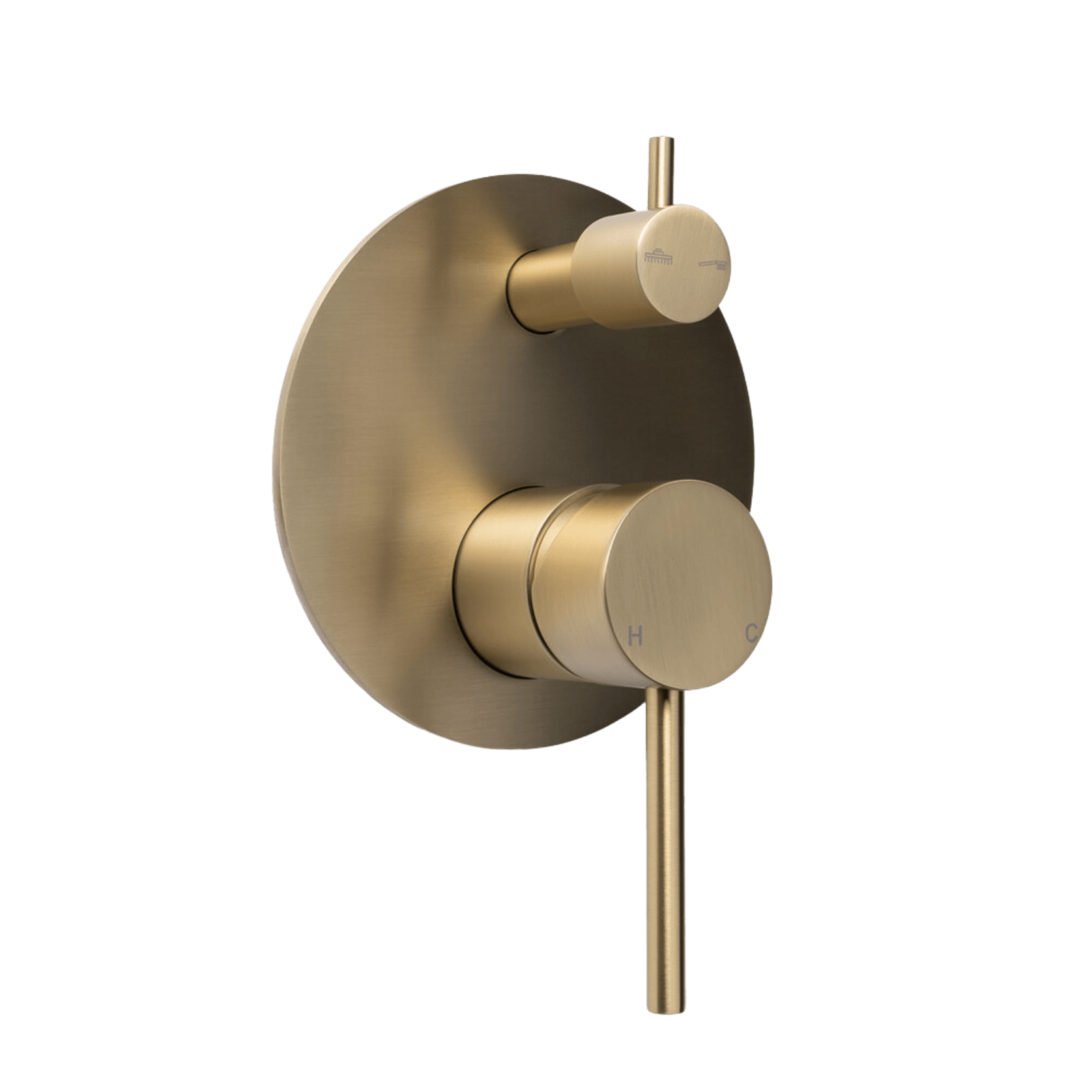 Mira Brushed Brass Gold Wall Mixer Divertor Plate gallery detail image