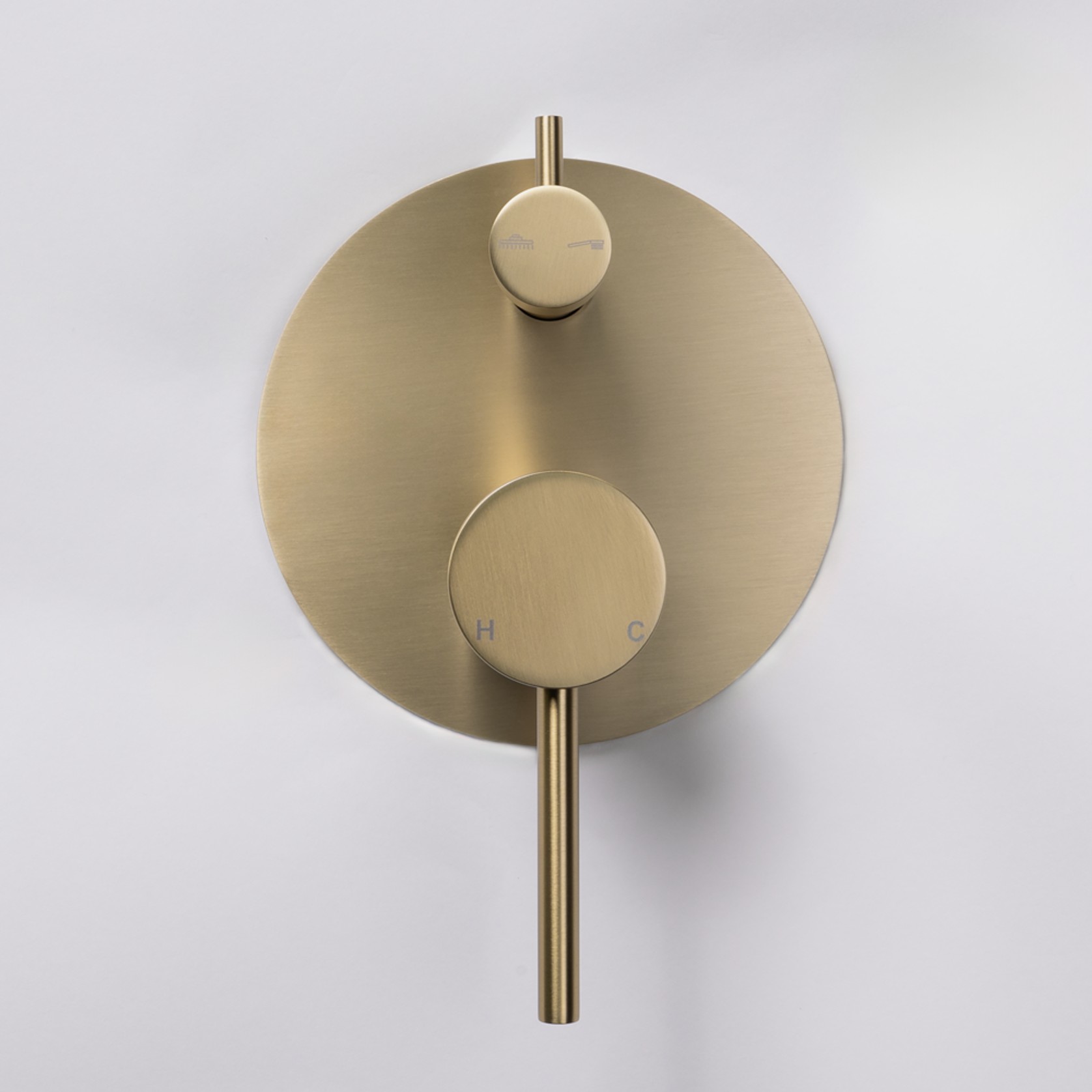 Mira Brushed Brass Gold Wall Mixer Divertor Plate gallery detail image