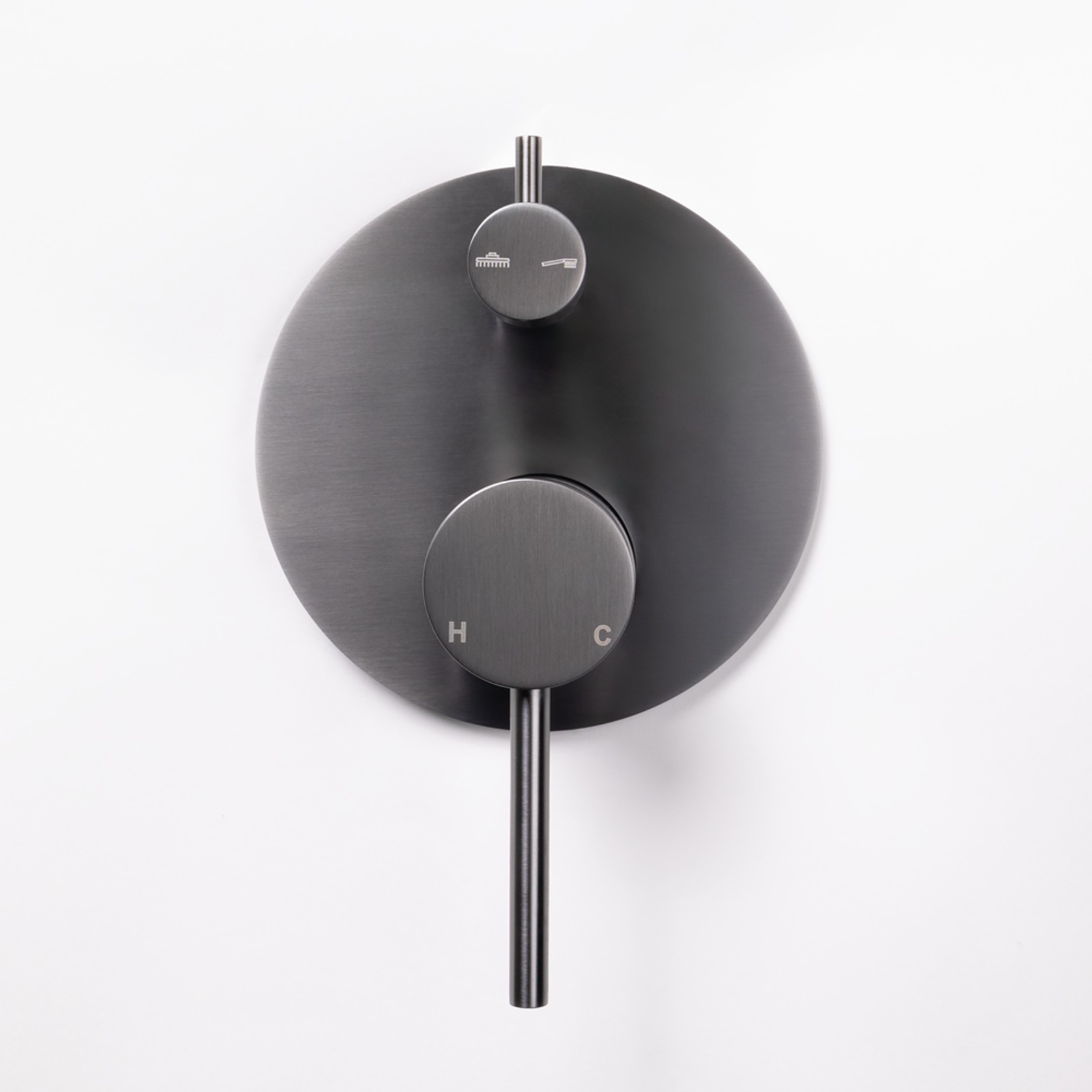 Mira Brushed Gunmetal Wall Mixer Divertor Plate gallery detail image