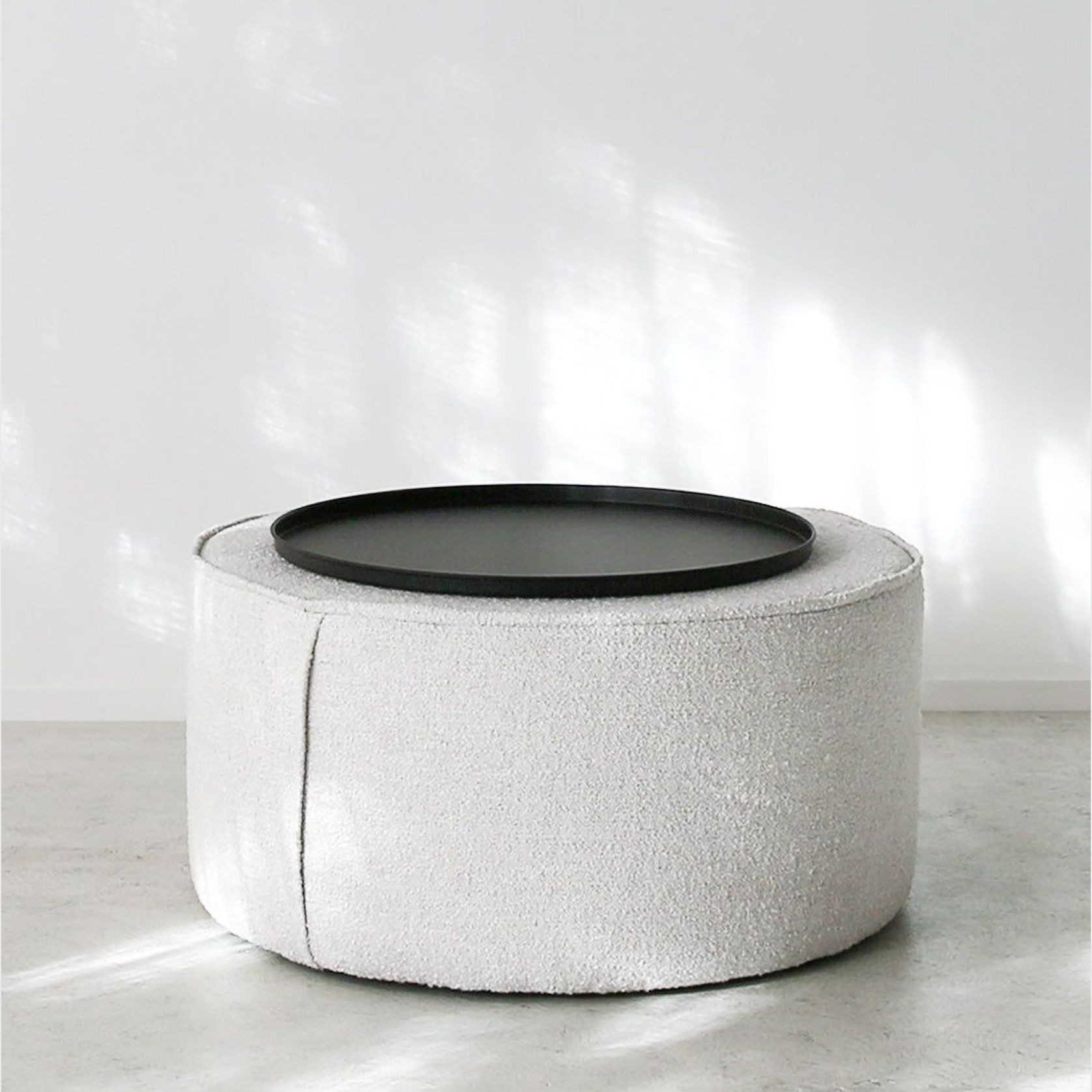 'Baja' Ottoman / 80cmD x 40cmH / Fabric - Lierna Boucle gallery detail image