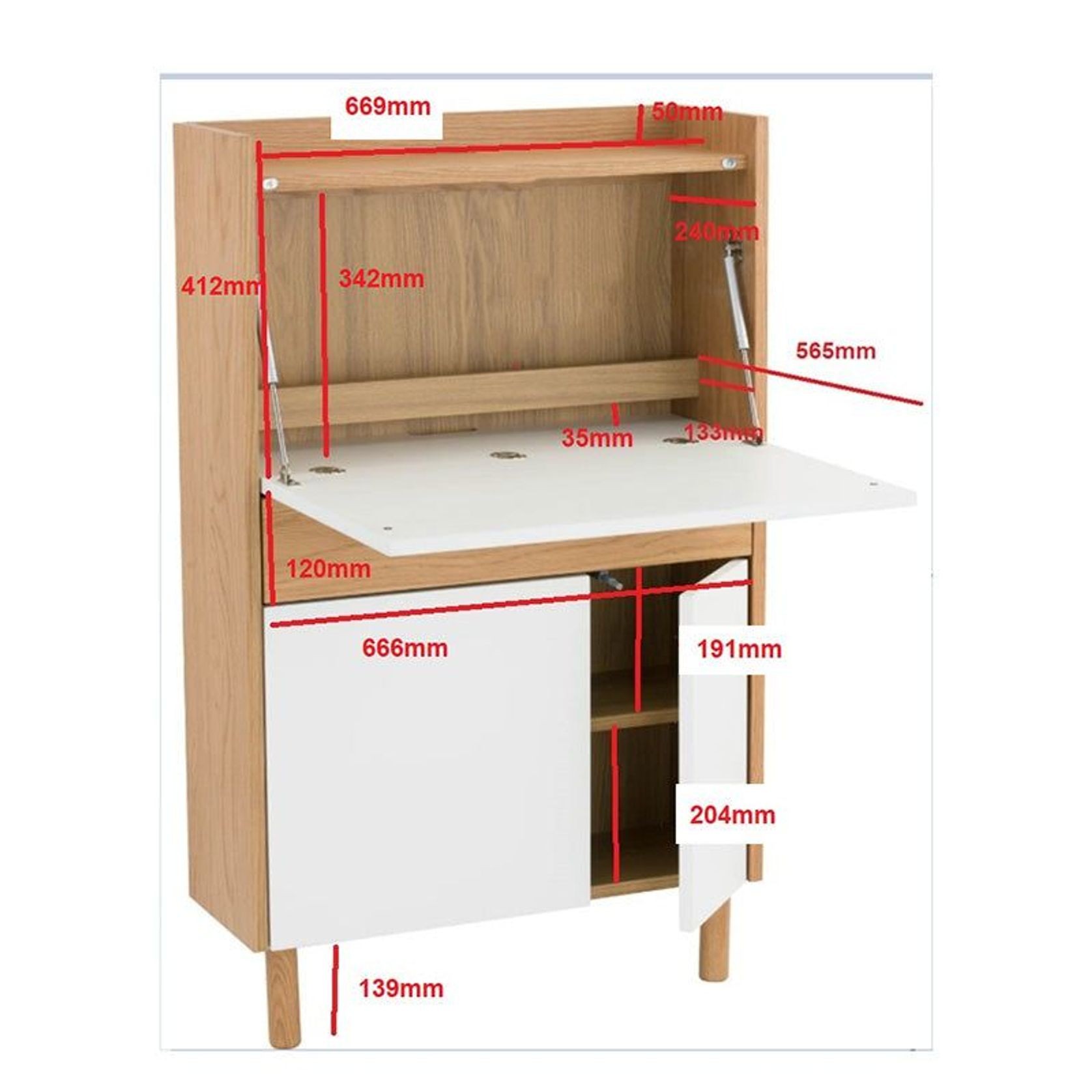 BARTON Study Desk 71cm - Blue & Natural gallery detail image