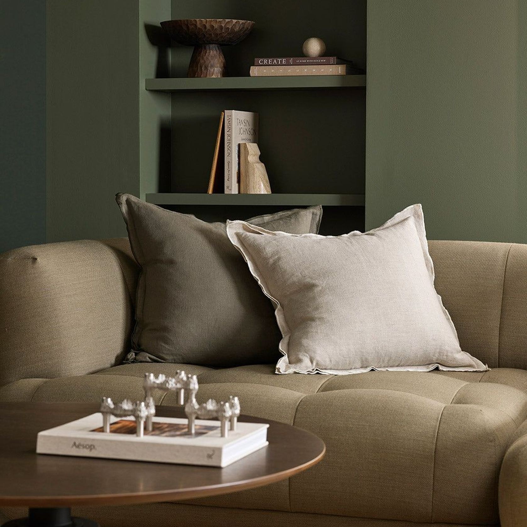Baya Linden Cushion - Olive gallery detail image