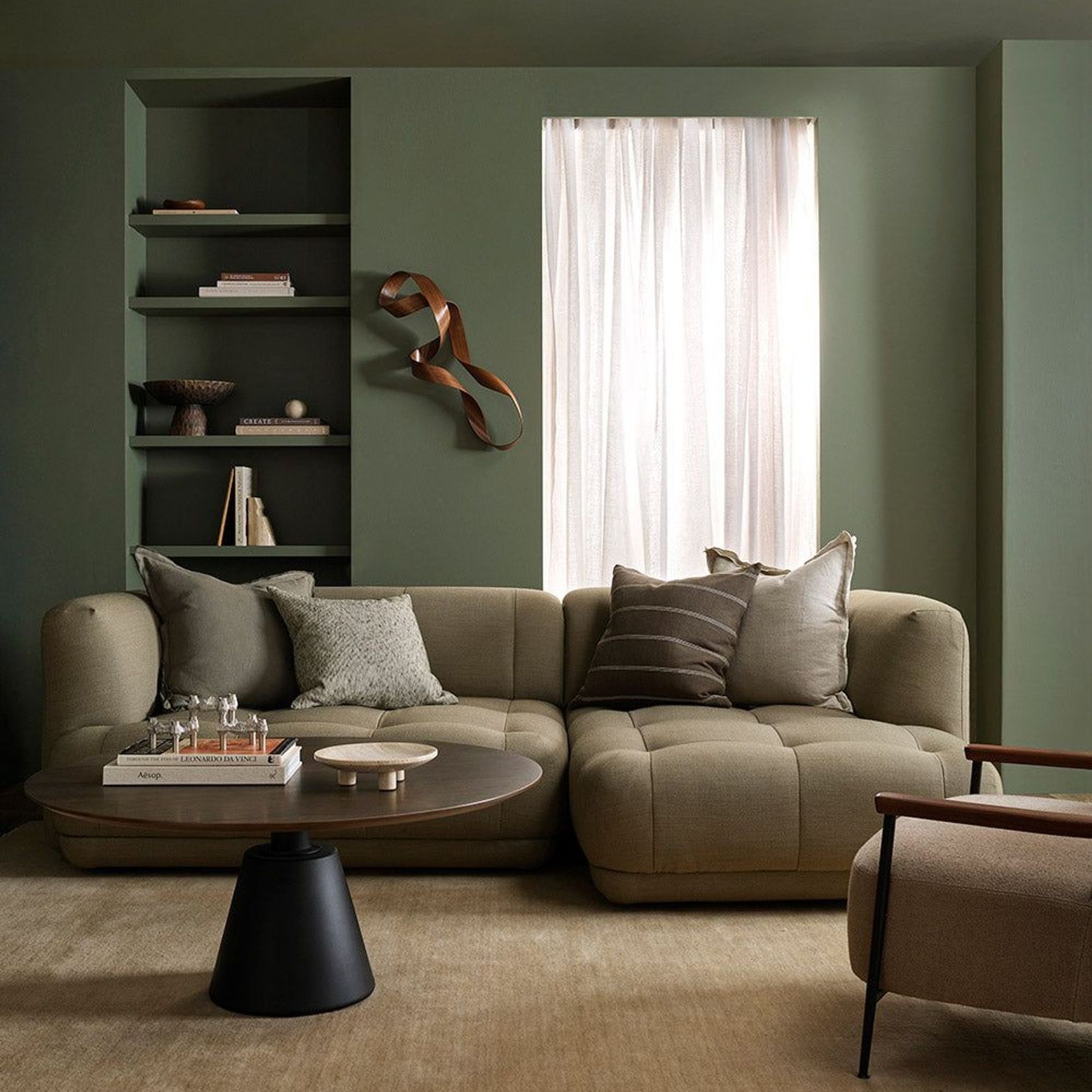 Baya Linden Cushion - Olive gallery detail image