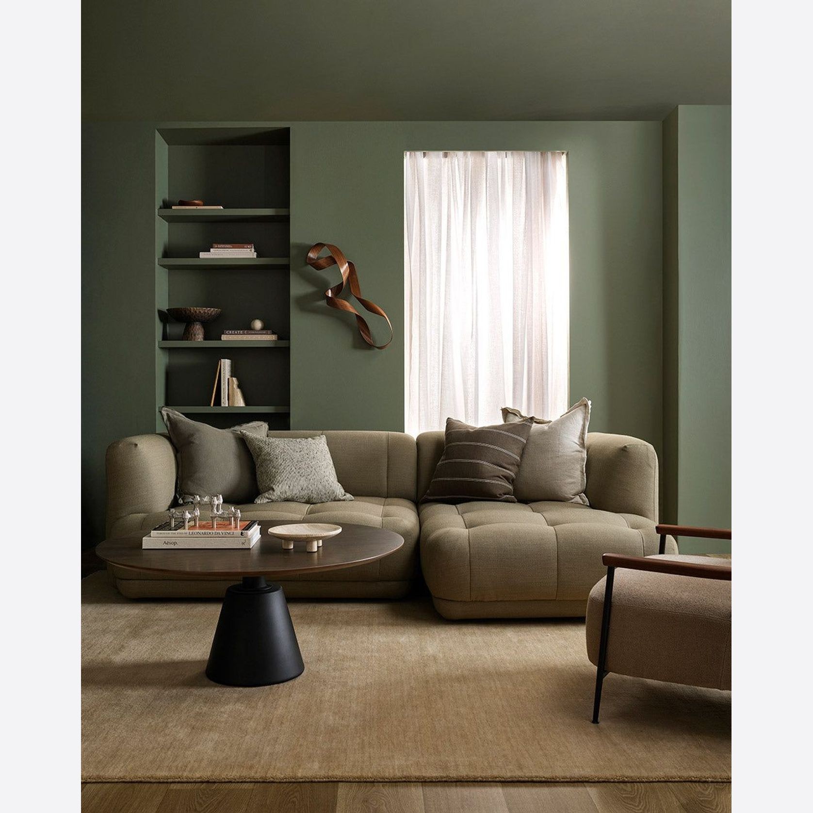 Baya Linden Cushion - Olive gallery detail image