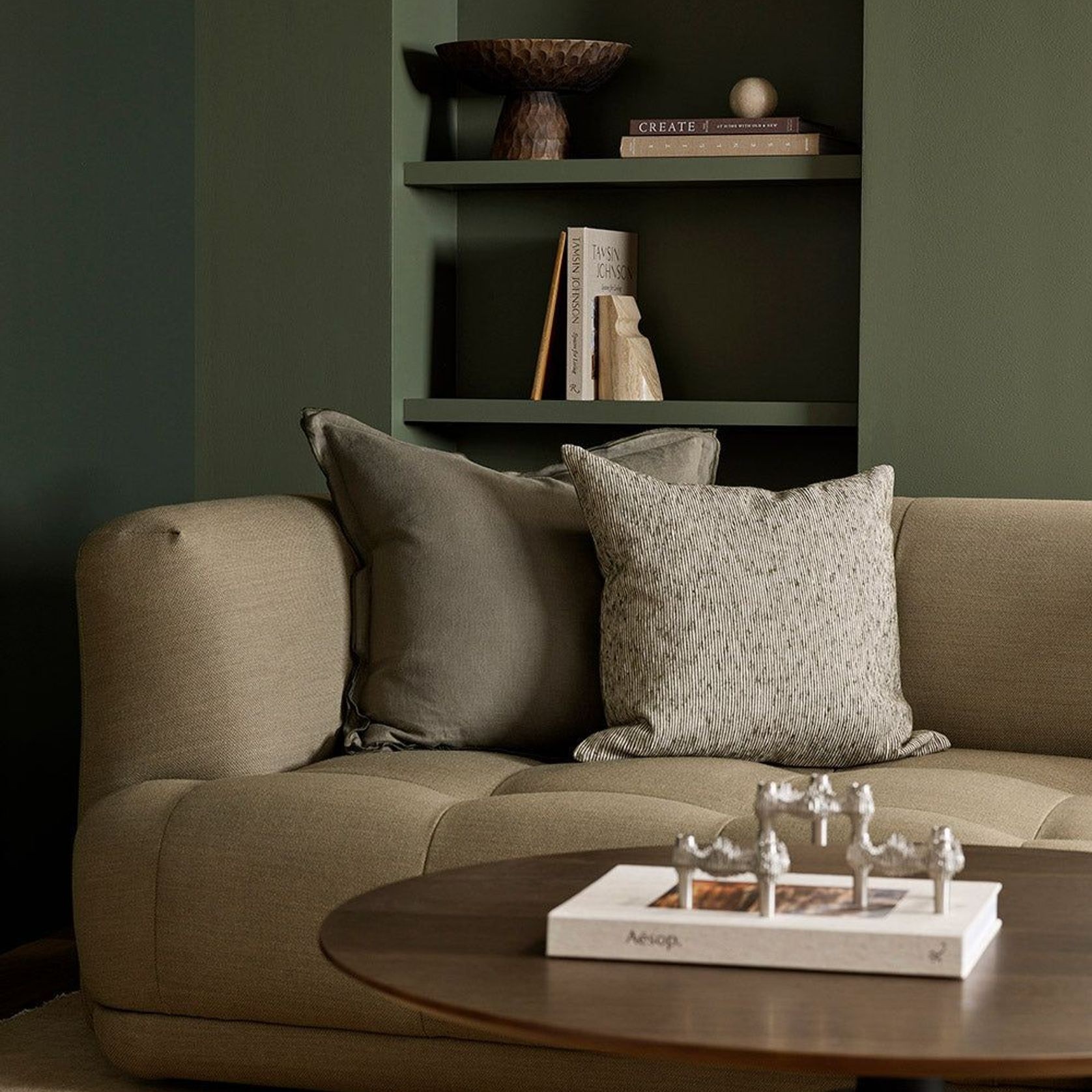Baya Linden Cushion - Olive gallery detail image