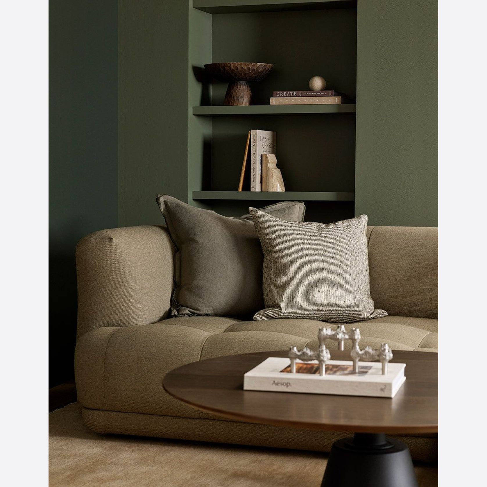 Baya Linden Cushion - Olive gallery detail image