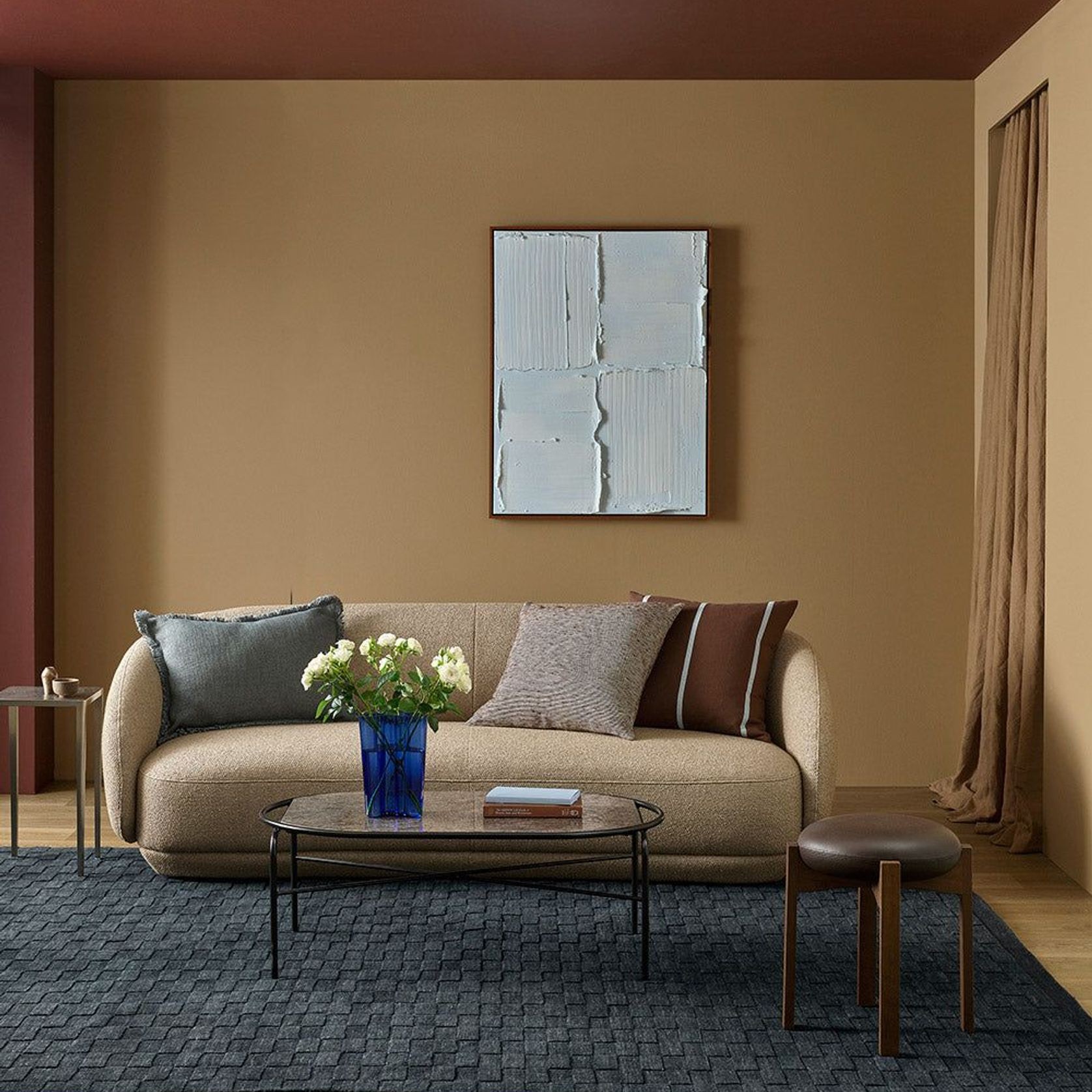 Baya Otis Cushion - Chocolate/Sky gallery detail image