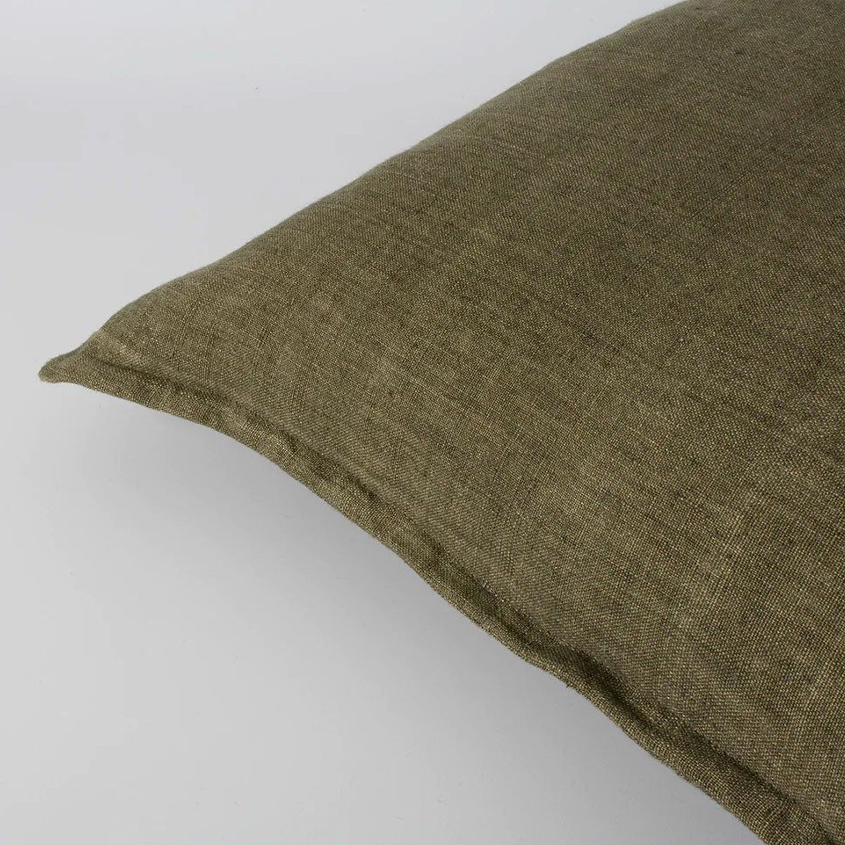 Baya Arcadia Handwoven Linen Cushion - Military | Lumbar gallery detail image