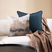 Baya Cassia Handwoven 100% Linen Cushion - Cloudburst | Square gallery detail image