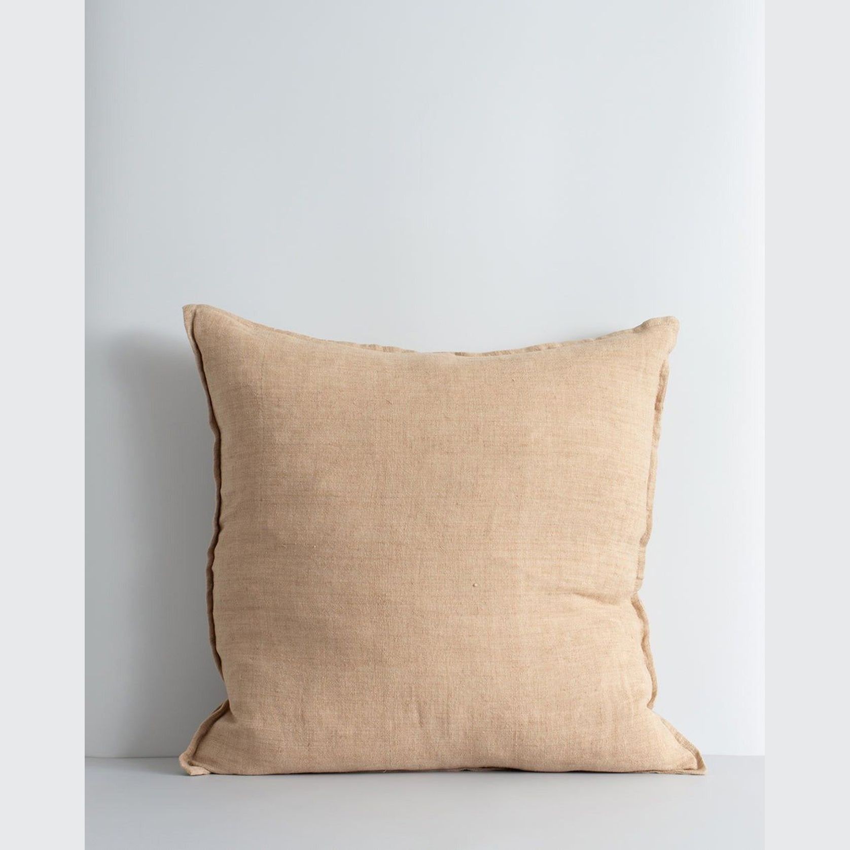 Baya Cassia Handwoven 100% Linen Cushion - Toasted Coconut | Square gallery detail image