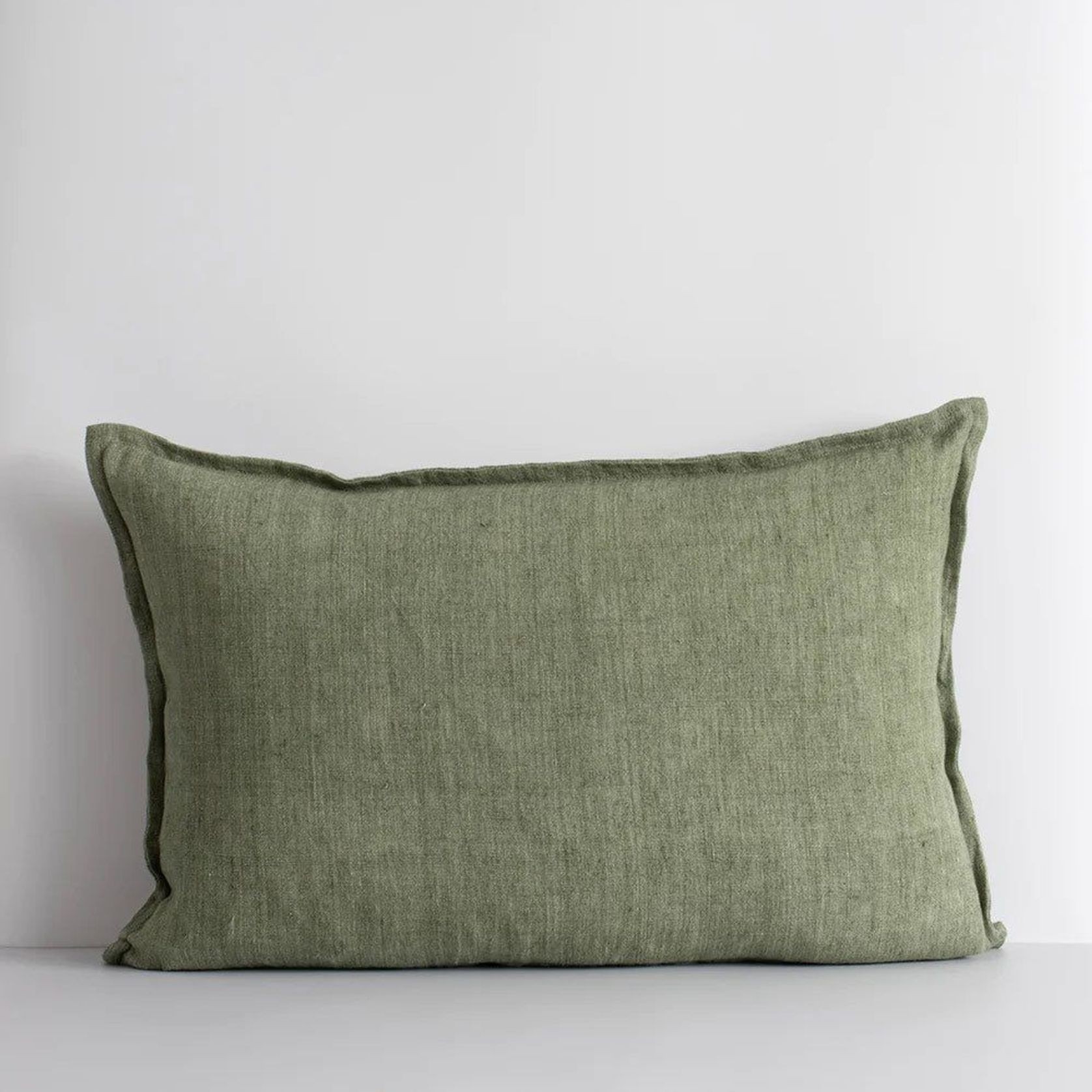 Baya Arcadia Handwoven Linen Cushion - Moss | Lumbar gallery detail image