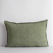Baya Arcadia Handwoven Linen Cushion - Moss | Lumbar gallery detail image