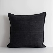 Baya Flaxmill Handwoven Linen Cushion | Black gallery detail image