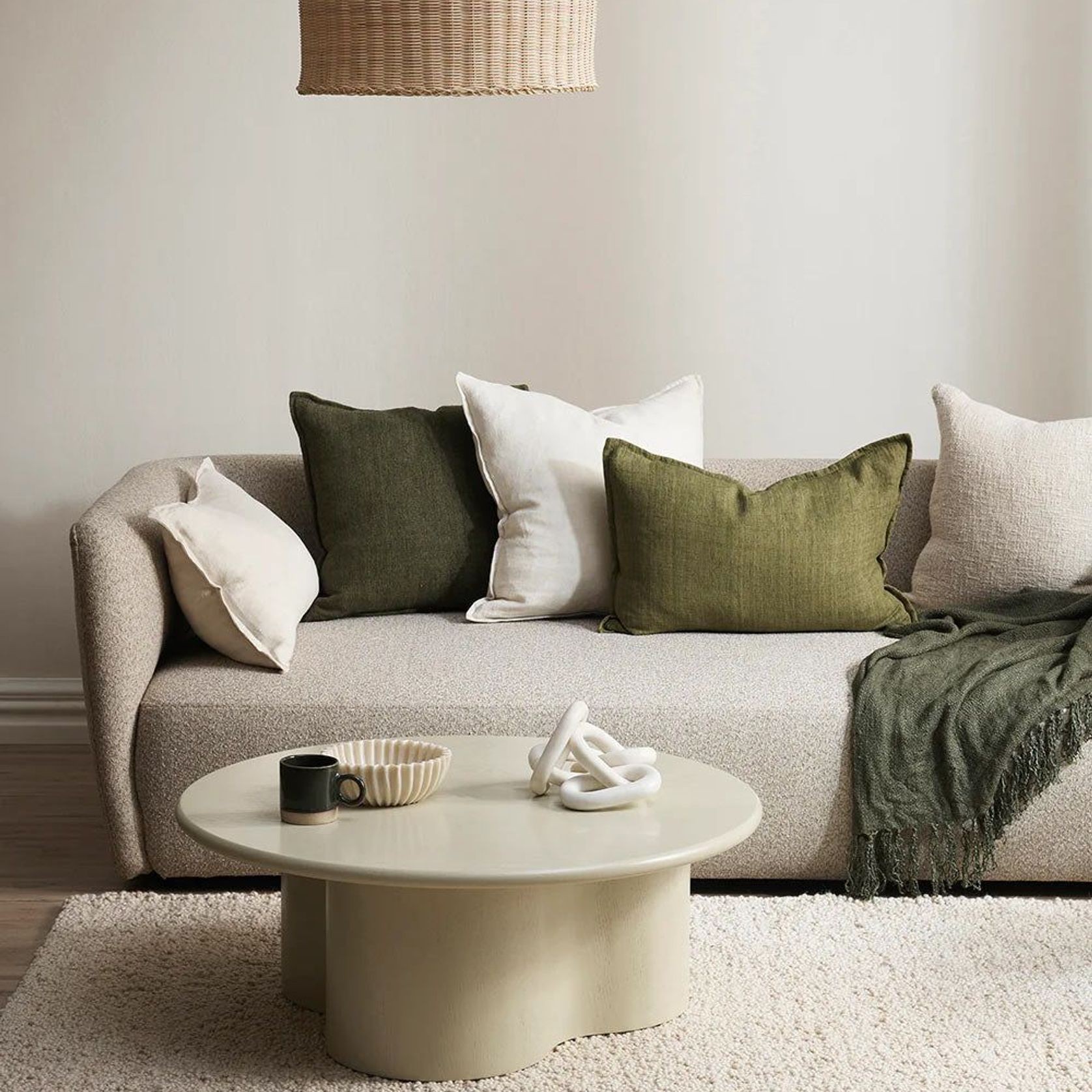 Baya Arcadia Handwoven Linen Cushion - Almond | Lumbar gallery detail image