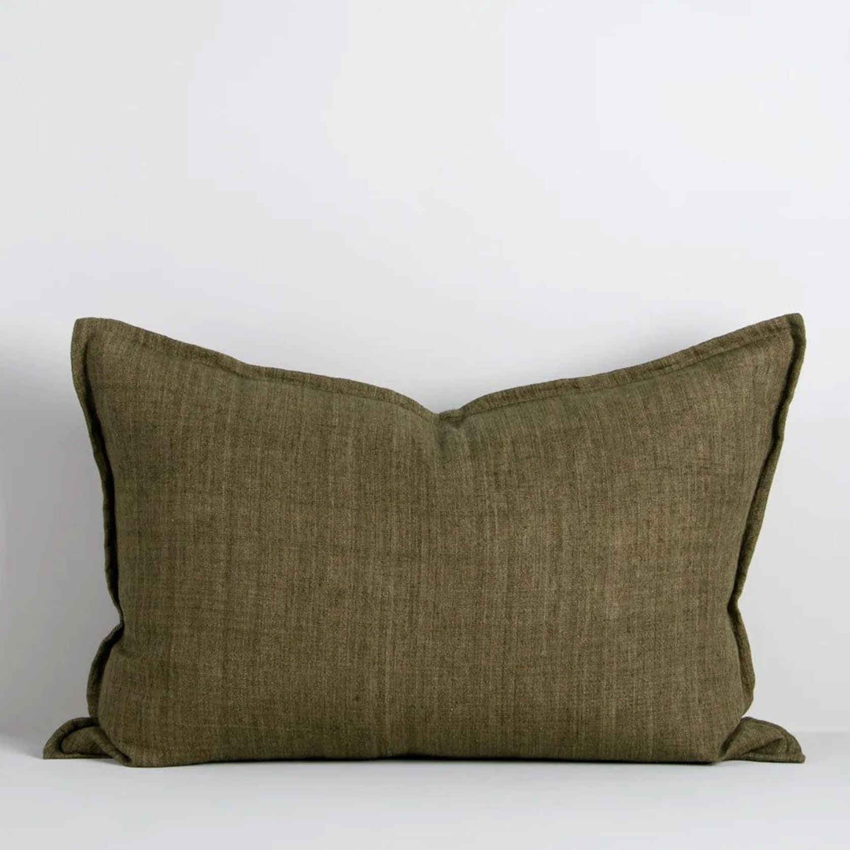 Baya Arcadia Handwoven Linen Cushion - Military | Lumbar gallery detail image