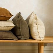 Baya Arcadia Handwoven Linen Cushion - Putty gallery detail image