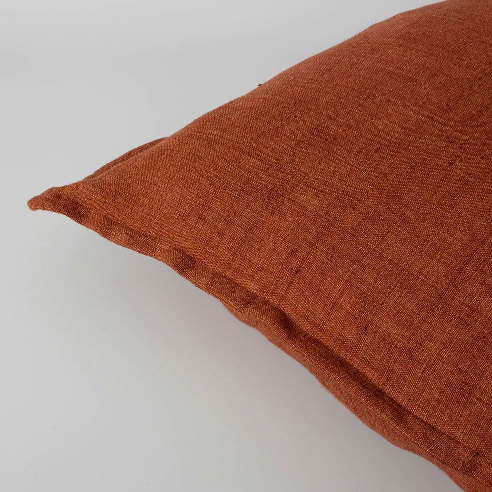 Baya Arcadia Handwoven Linen Cushion - Red Leather gallery detail image