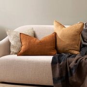 Baya Arcadia Handwoven Linen Cushion - Tobacco Lumbar gallery detail image
