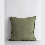 Baya Cassia Handwoven 100% Linen Cushion - Moss | Square gallery detail image