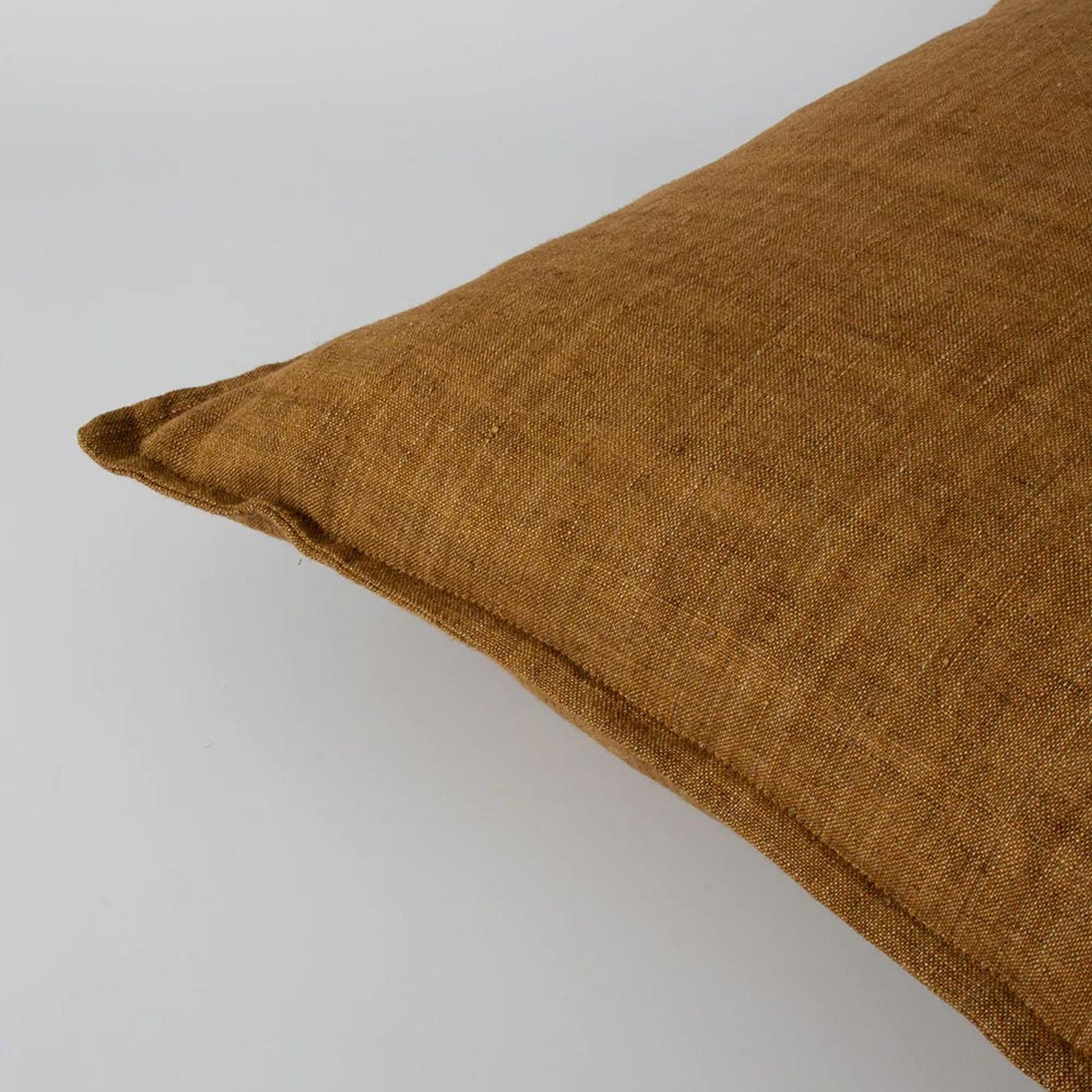 Baya Arcadia Handwoven Linen Cushion - Tobacco Lumbar gallery detail image