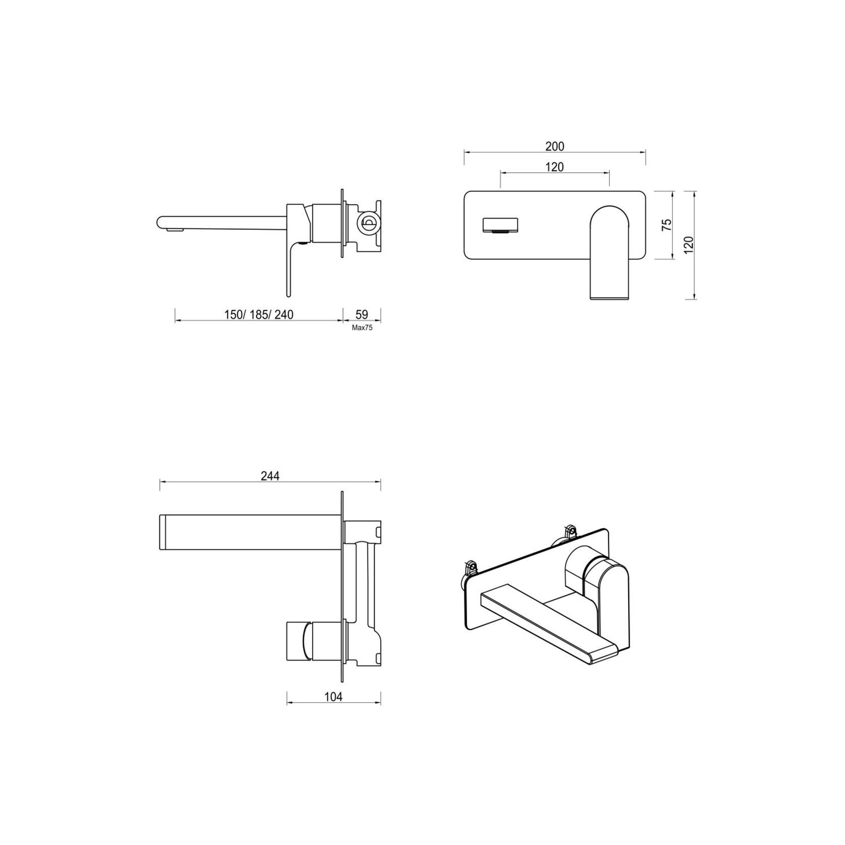 Beki Wall | Spout Combo | 1P | Trim Kit Only gallery detail image