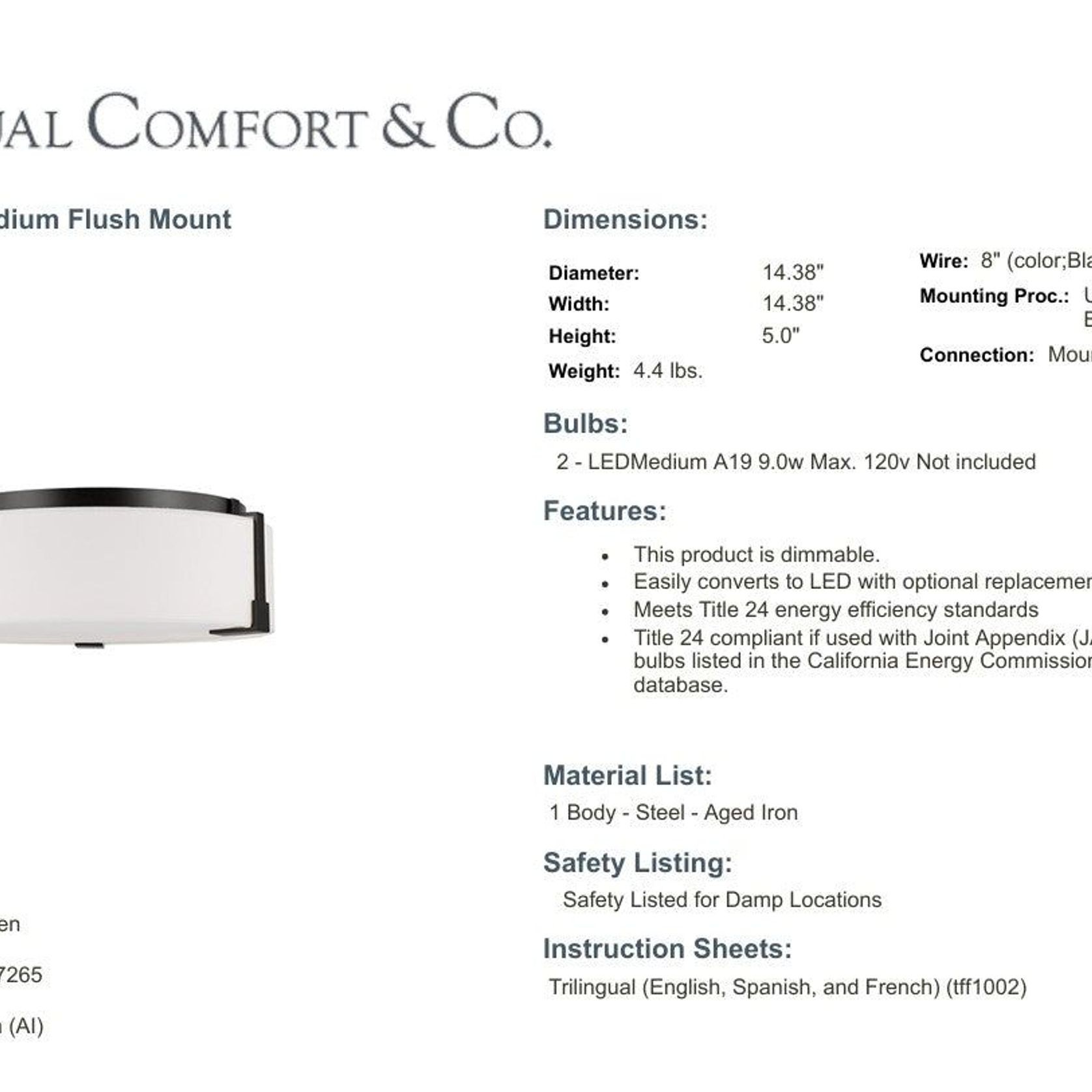 Visual Comfort Studio Bergen Flush Mount gallery detail image