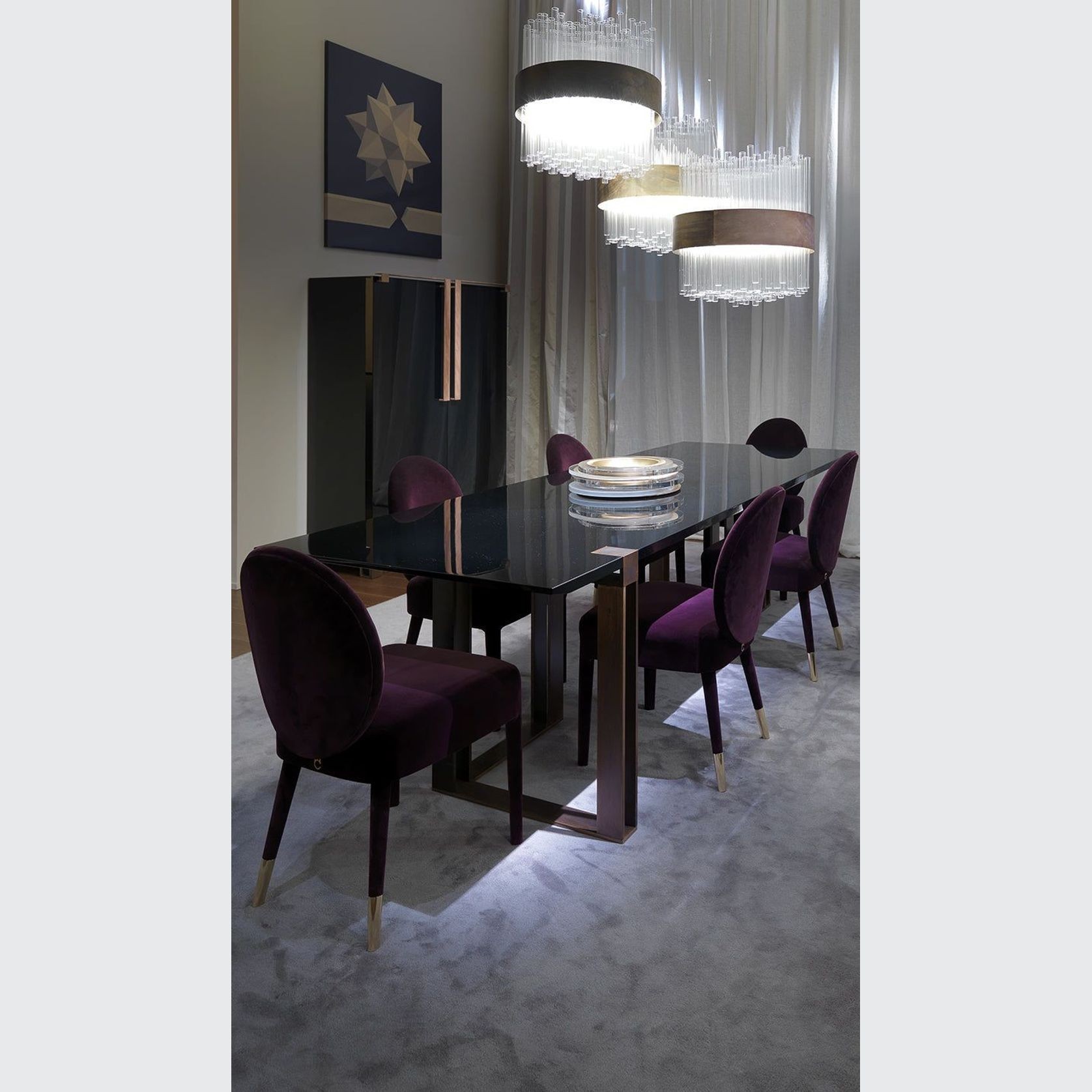 Black and Gold Dining Table gallery detail image