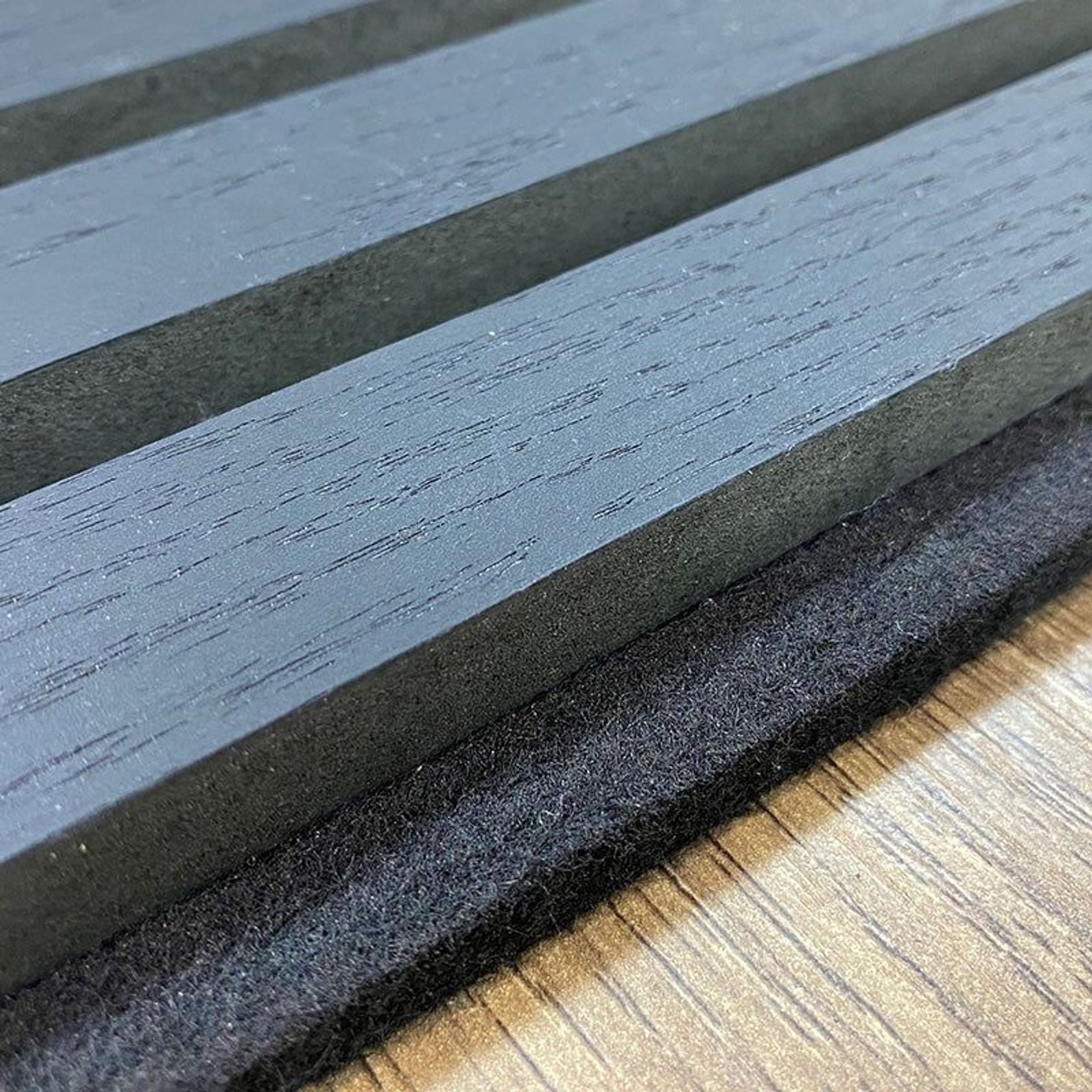 WOODFLEX Flexible Acoustic Wood Slat Wall Panel, Black Veneer - 2700mm x 600mm gallery detail image