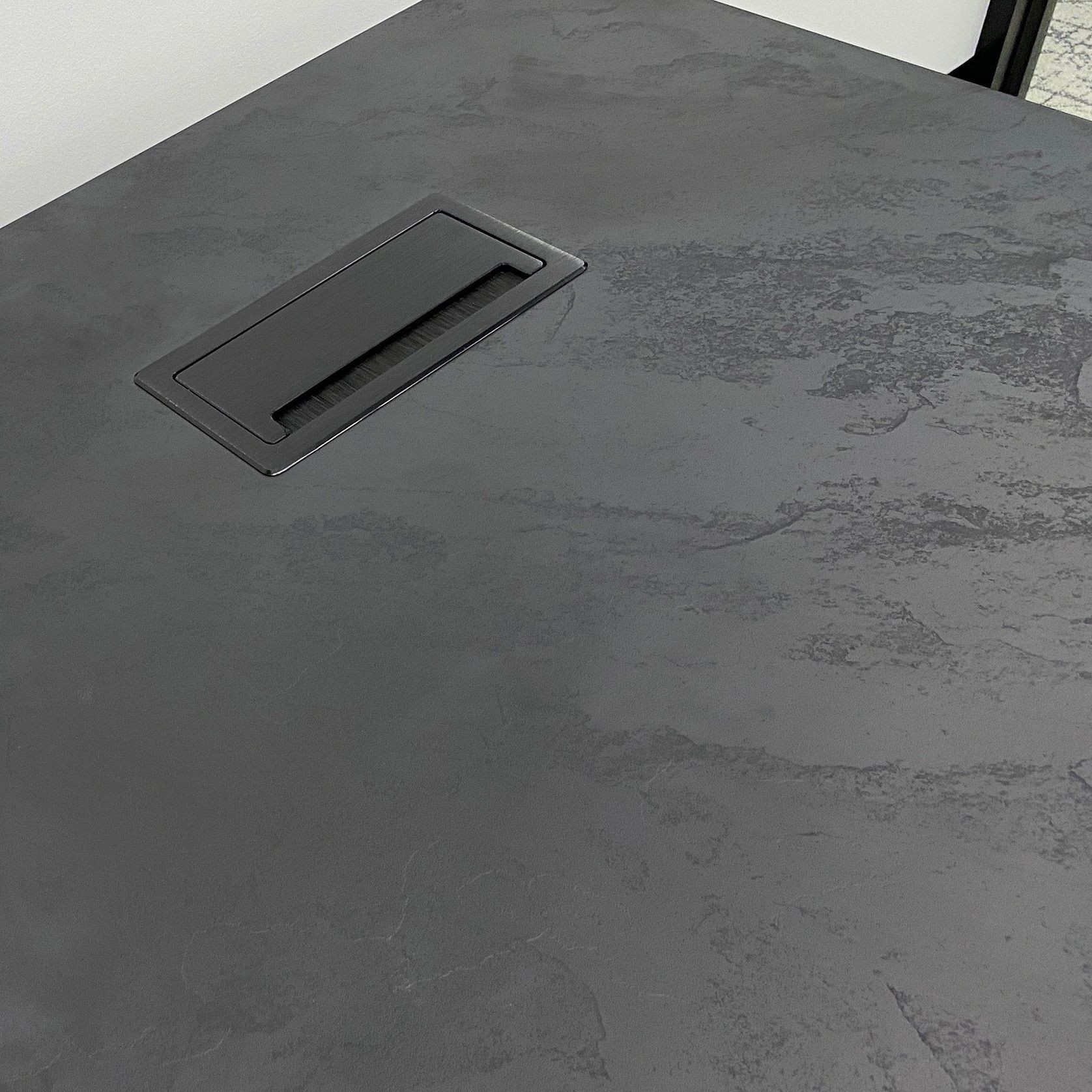 DAXTON Black Executive Desk with Right Return 2.4M - Black Concrete gallery detail image