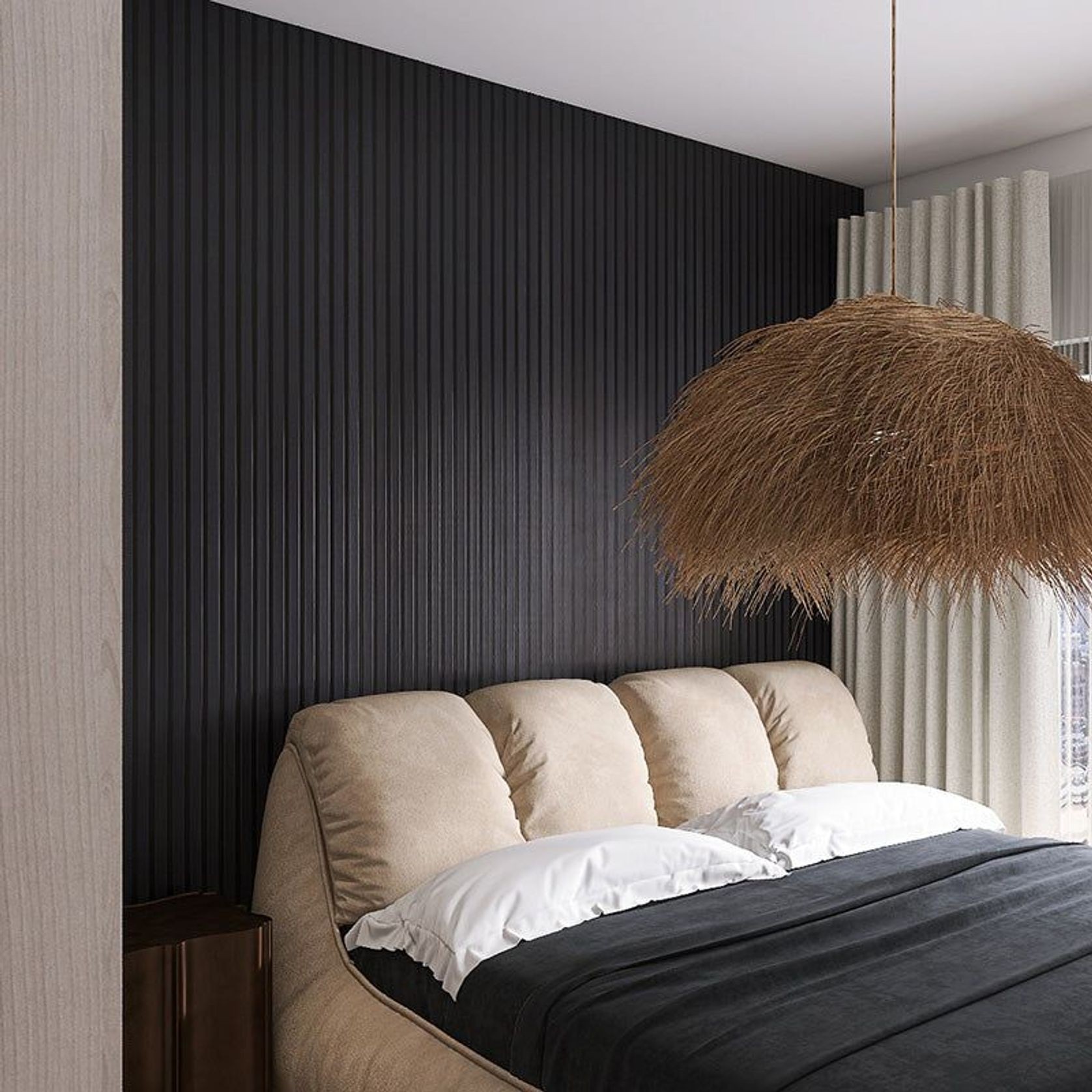WOODFLEX Flexible Acoustic Wood Slat Wall Panel, Black Veneer - 2700mm x 600mm gallery detail image