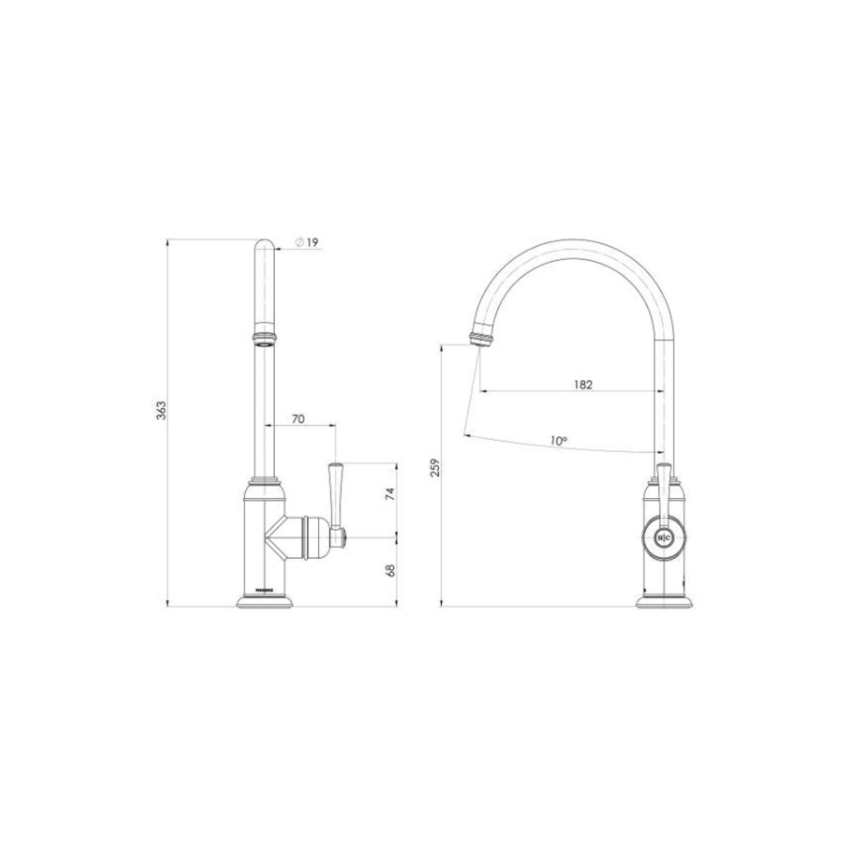 Phoenix Cromford Sink Mixer  - Brushed Gold gallery detail image