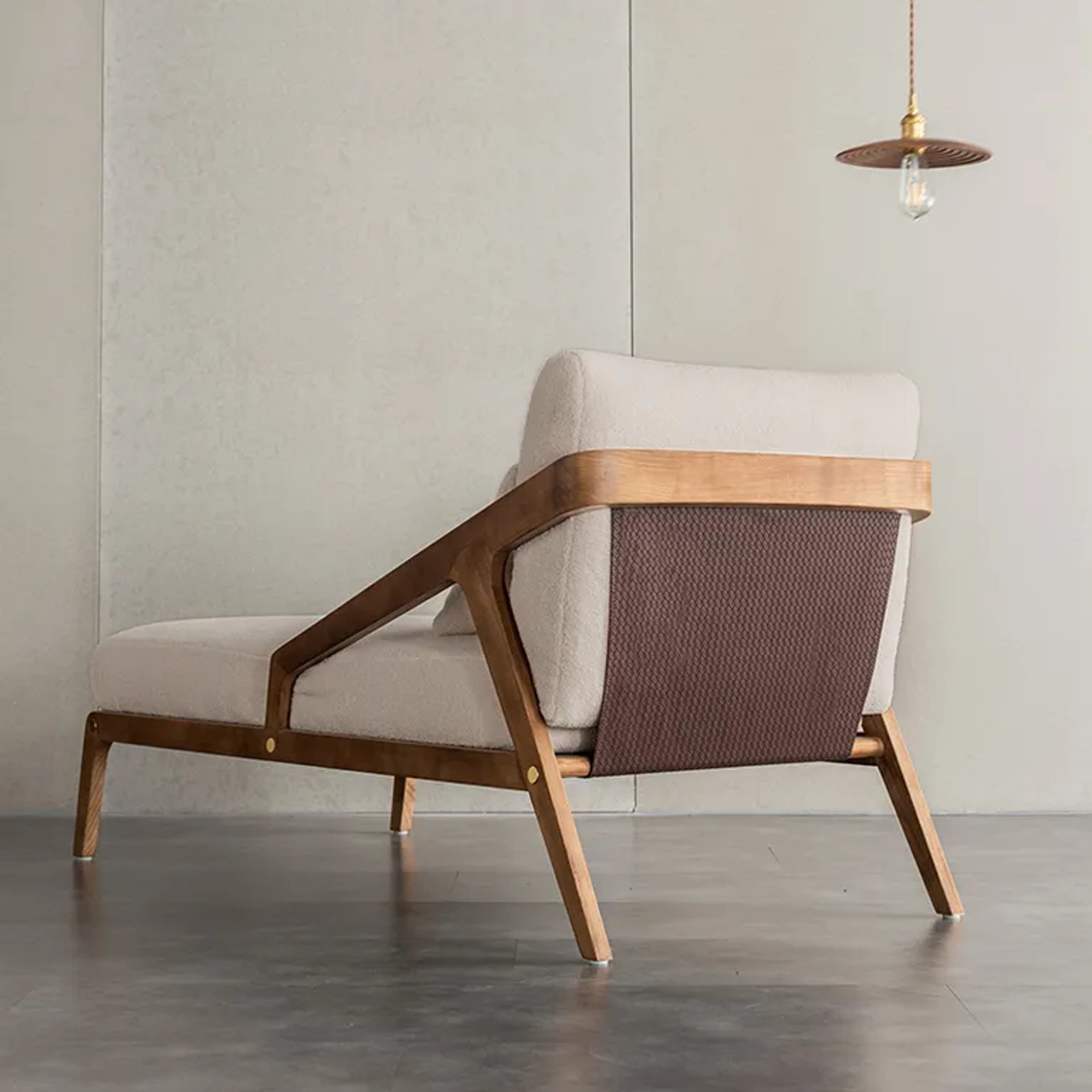 Ella Boucle Upholstered Mid-Century Chaise gallery detail image
