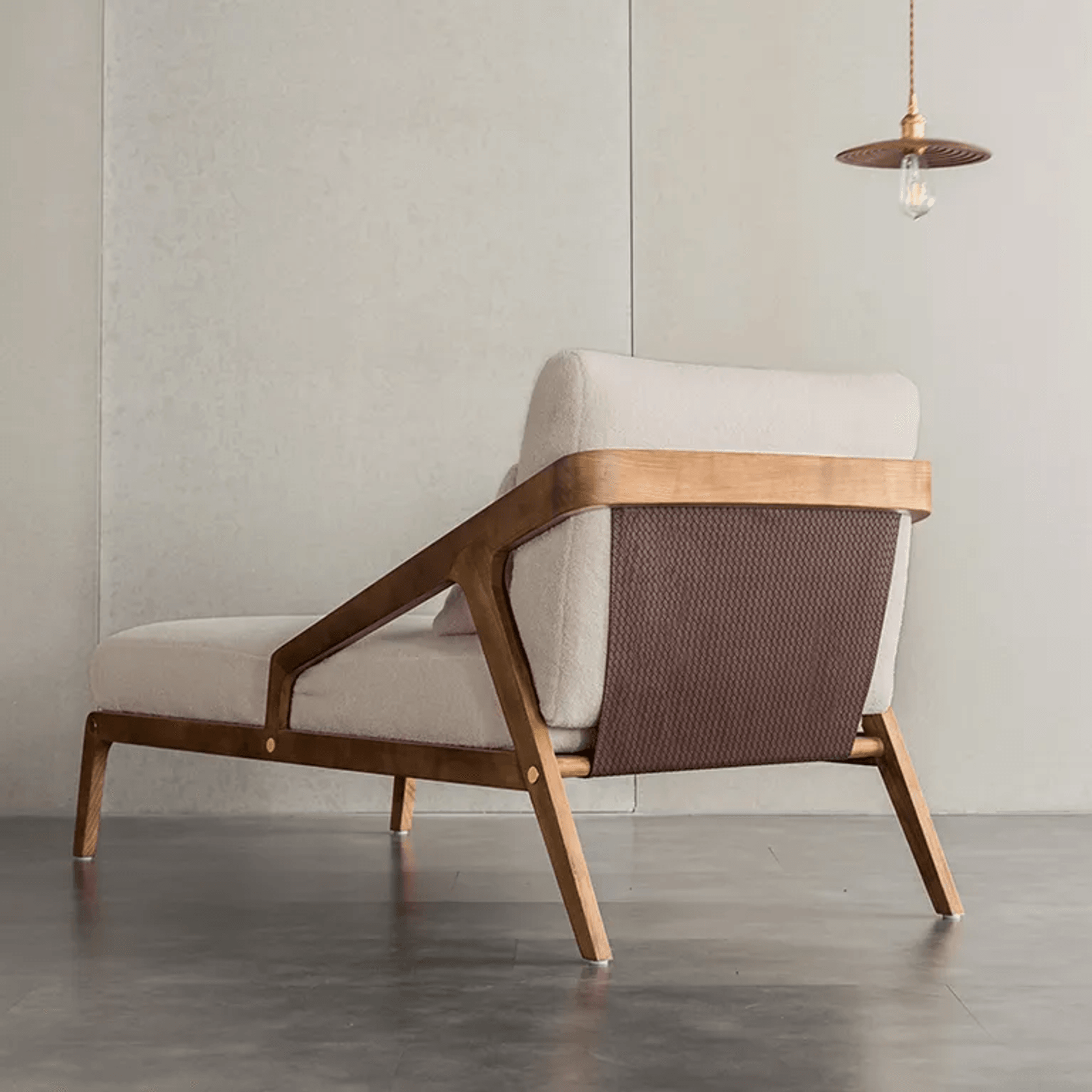 Ella Boucle Upholstered Mid-Century Chaise gallery detail image