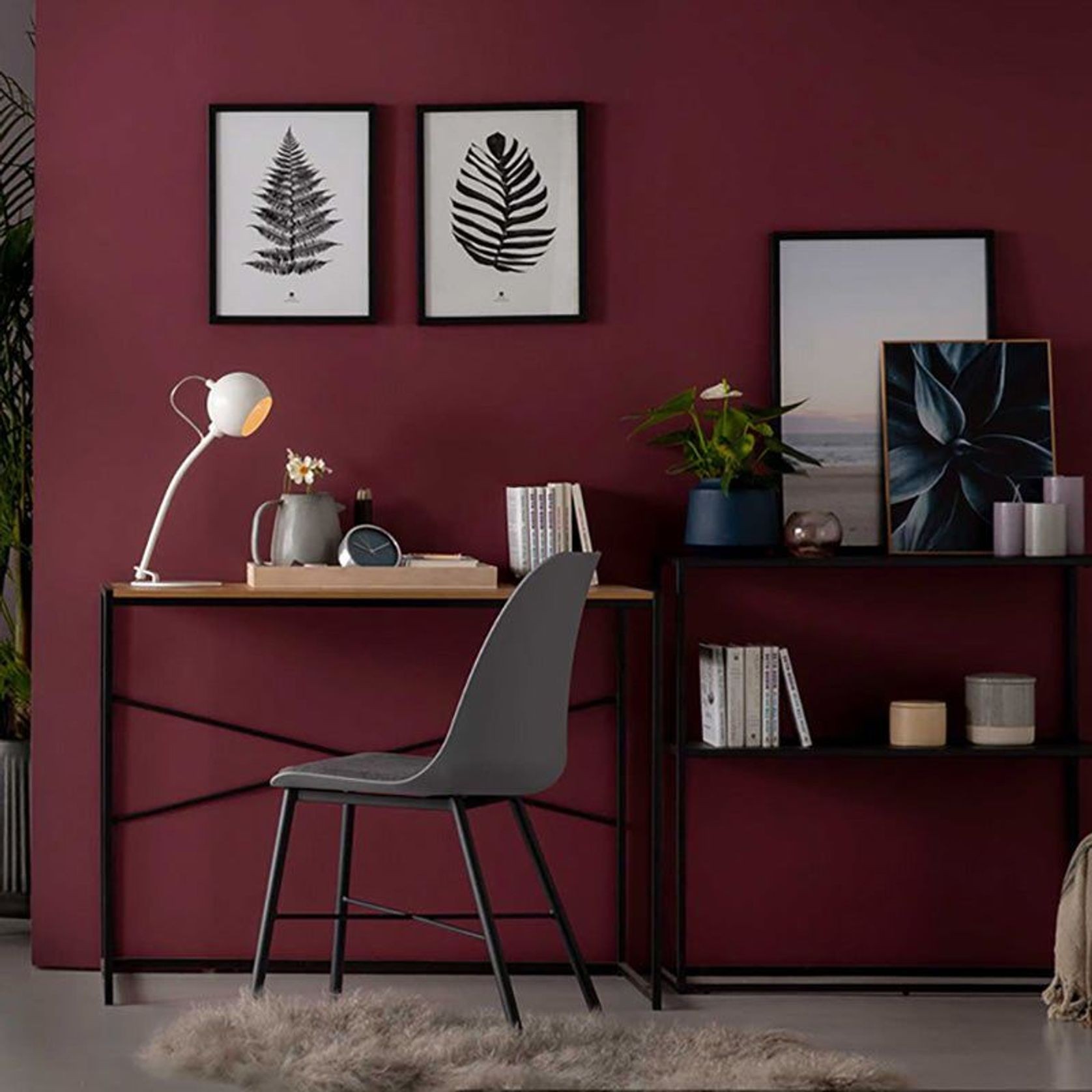 BRADFORD Study Desk 100cm - Natural & Black gallery detail image