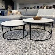 BRANDI Nest of 2 Tables 75/90cm - White Ceramic Marble gallery detail image