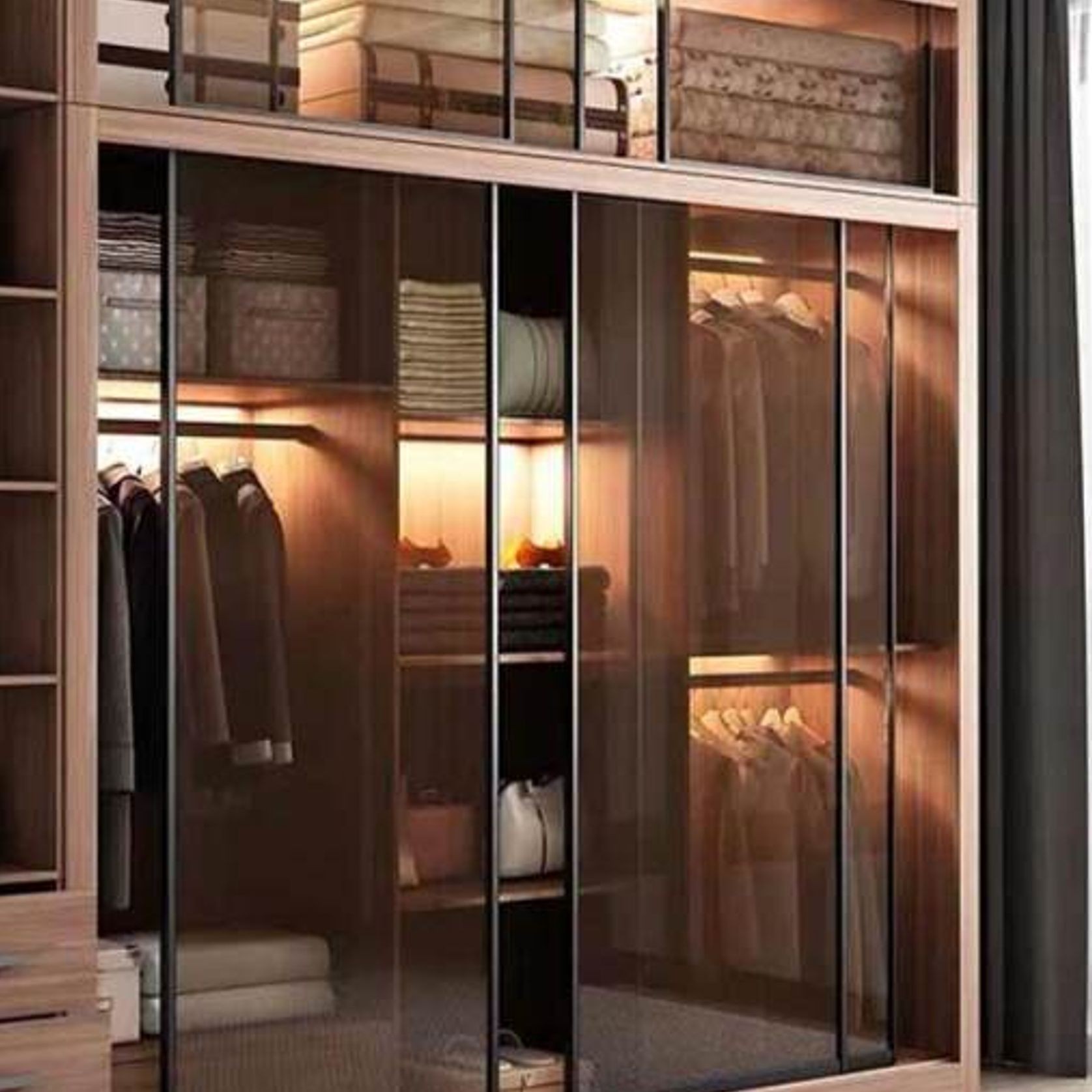 Bronze Toughened Glass Sliding Door With Double Tracks gallery detail image