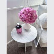 Round Cross Side Table - Carrara Marble | Natural Stone Co. gallery detail image