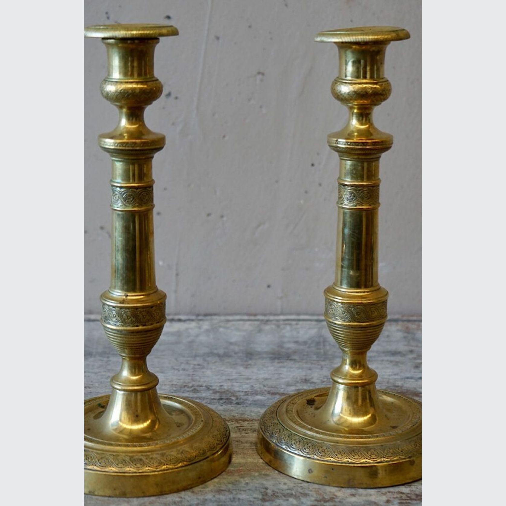 French Empire Brass Candlesticks (Pair) gallery detail image
