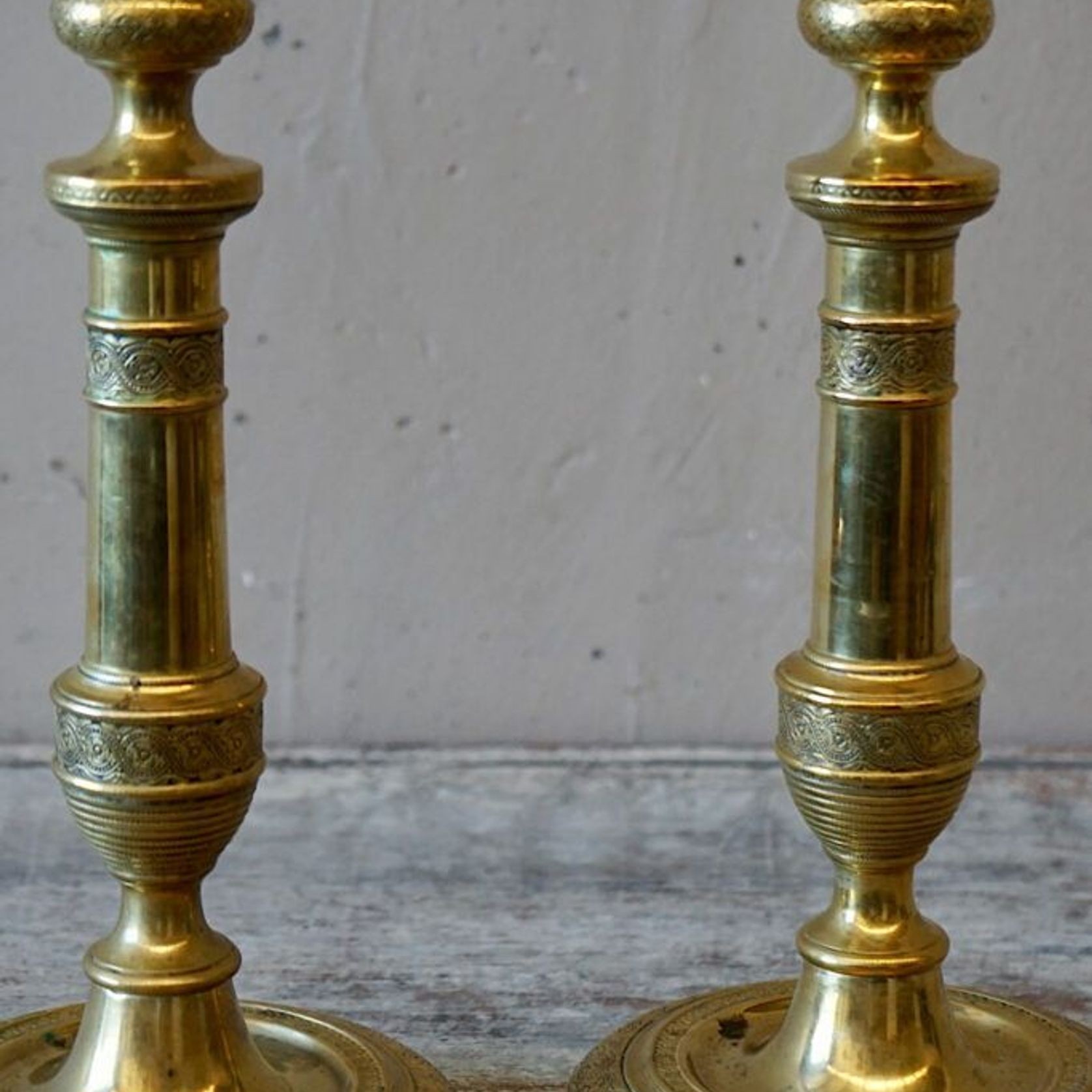 French Empire Brass Candlesticks (Pair) gallery detail image