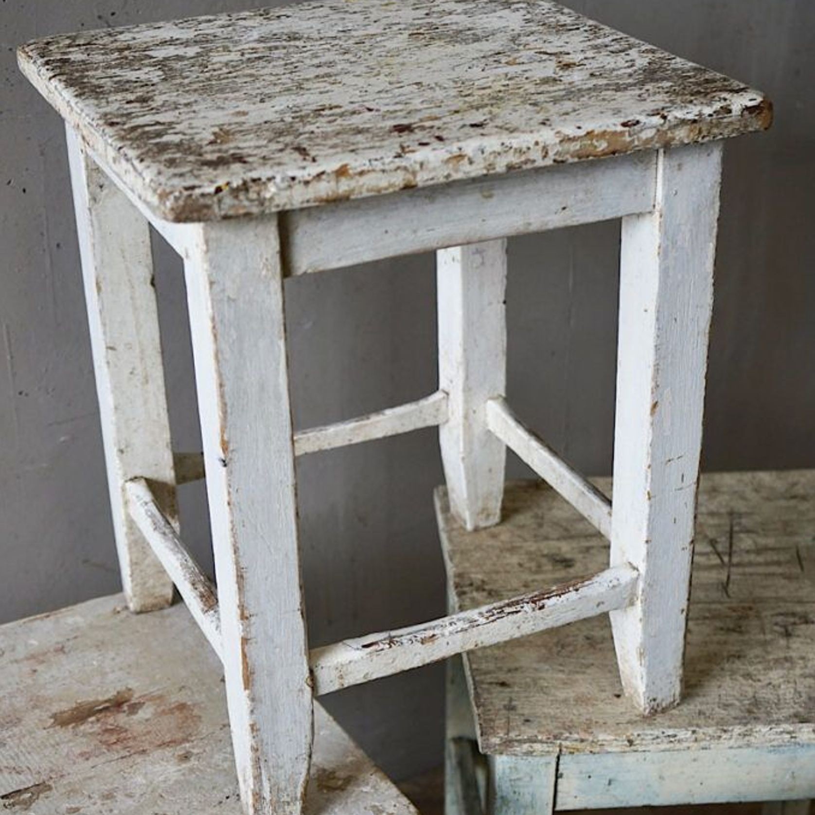 French Rustic Painted Stools gallery detail image