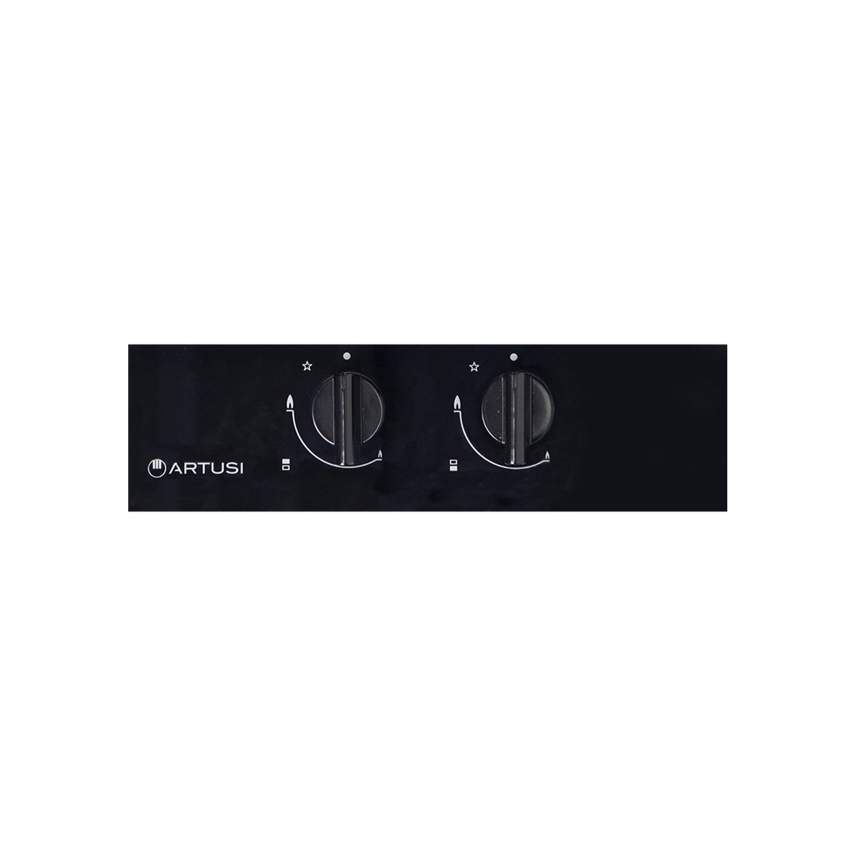 Artusi 30cm Domino Dual Gas Cooktop - With Cast Iron Trivet in Black Glass gallery detail image