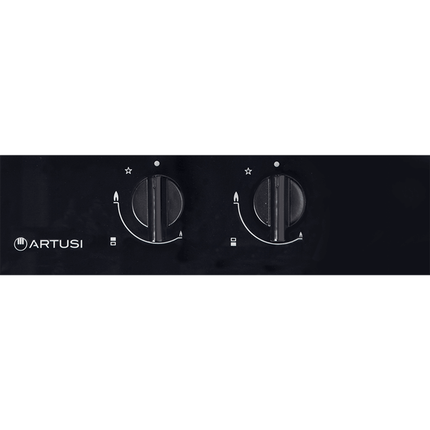 Artusi 30cm Domino Dual Gas Cooktop - With Cast Iron Trivet in Black Glass gallery detail image