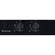 Artusi 30cm Domino Dual Gas Cooktop - With Cast Iron Trivet in Black Glass gallery detail image