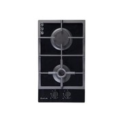 Artusi 30cm Domino Dual Gas Cooktop - With Cast Iron Trivet in Black Glass gallery detail image