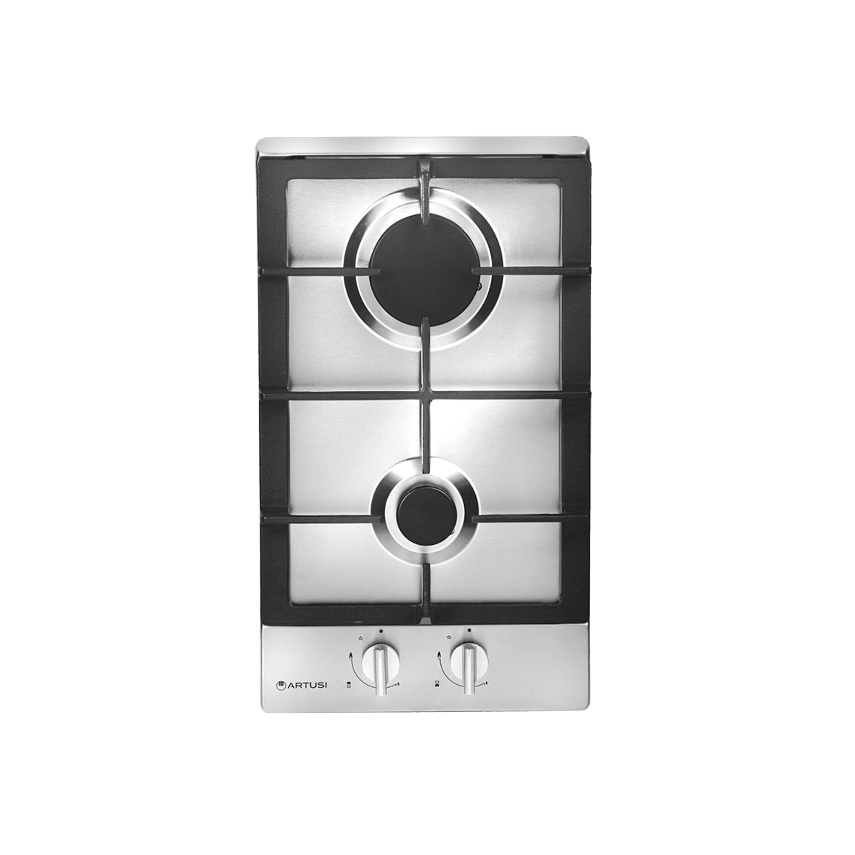 Artusi 30cm Domino Dual Gas Cooktop - With Cast Iron Trivet in Stainless Steel gallery detail image