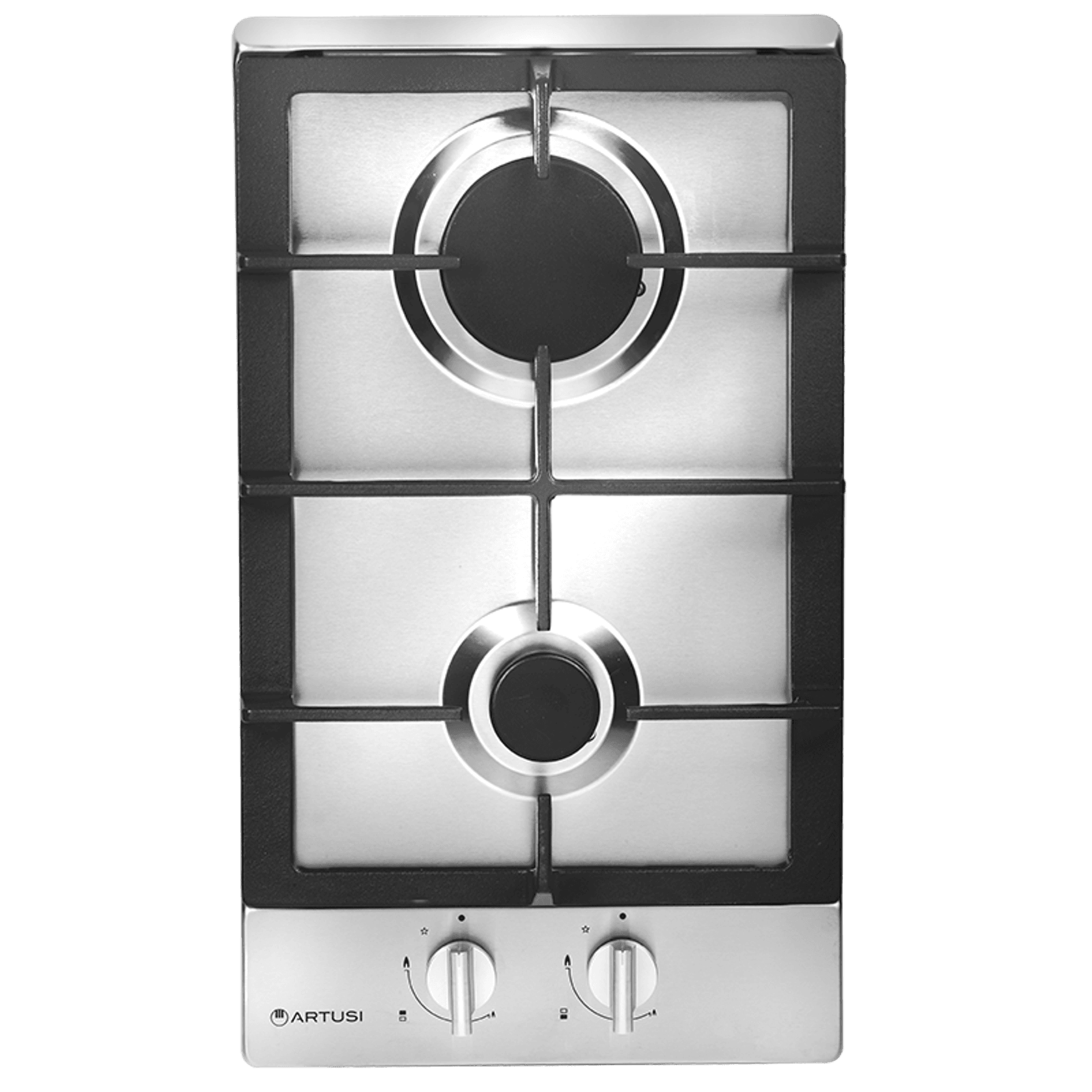 Artusi 30cm Domino Dual Gas Cooktop - With Cast Iron Trivet in Stainless Steel gallery detail image