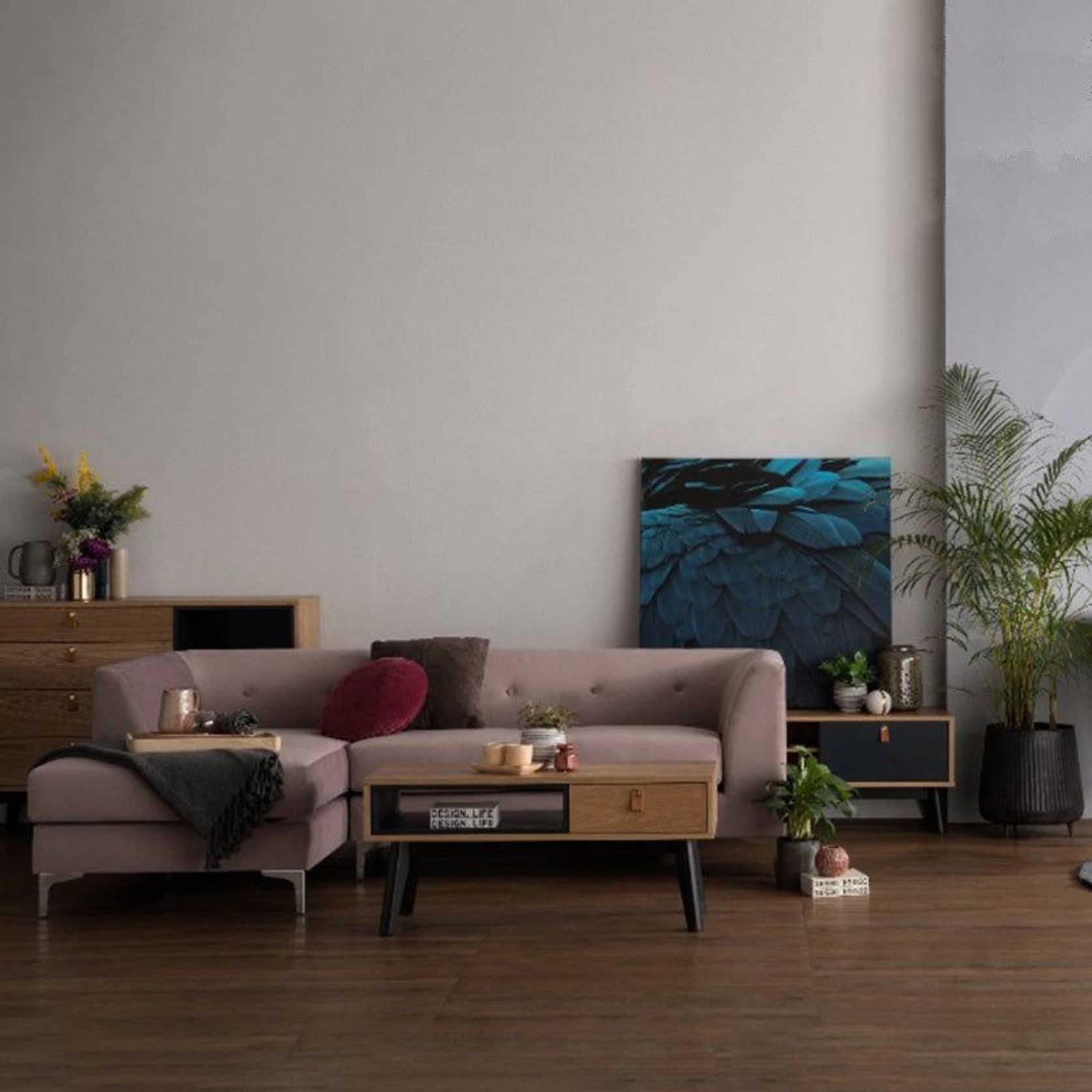 CASTOR Entertainment TV Unit 180cm - Natural, Navy Blue & Black gallery detail image