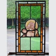 Antique Religious Stained Glass Panel of A Saint gallery detail image