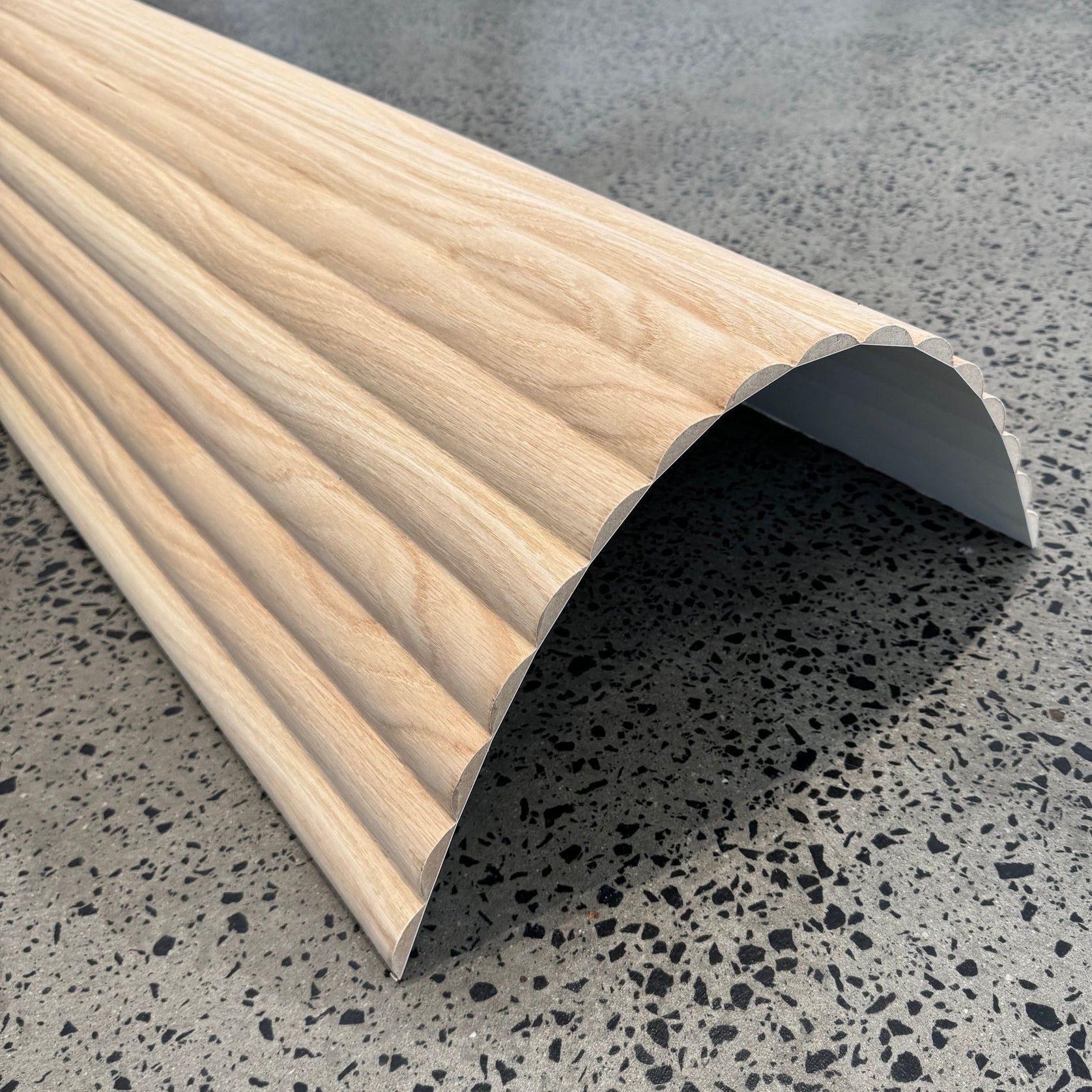 WOODFLEX® FLOW Flexible Wooden Wall Panel - Oak Veneer - 2700mm x 600mm - Half Round 37.5mm gallery detail image