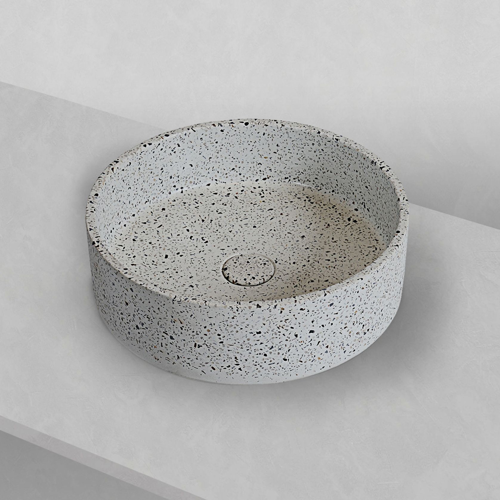 Terrazzo Grey 'Sol' round concrete basin 390mm gallery detail image